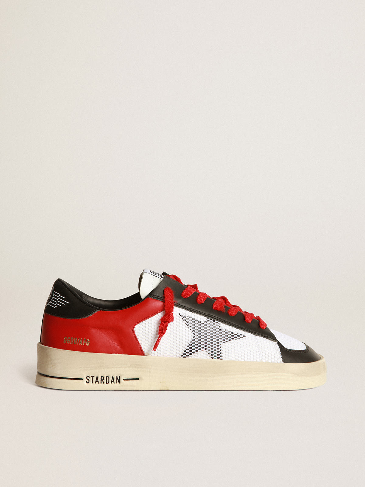 Golden Goose - Stardan sneakers in red and white leather with mesh inserts in 