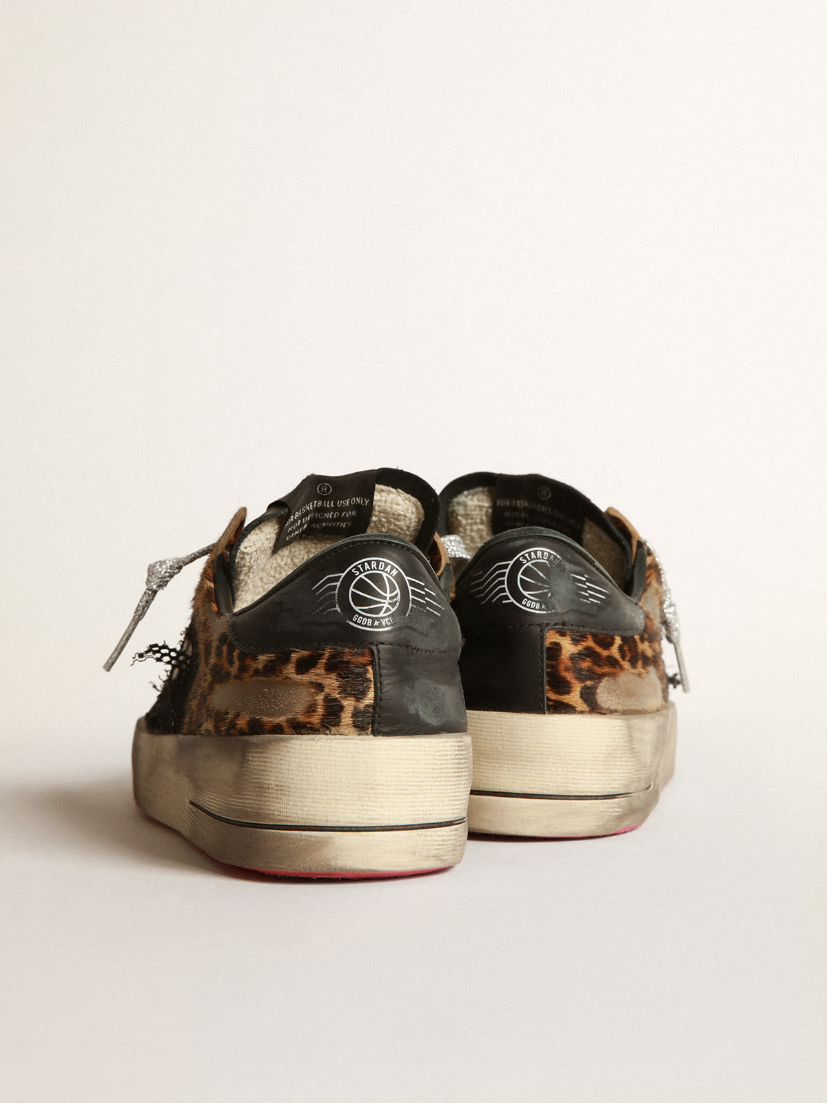 Golden Goose - Leopard-print Stardan sneakers with fuchsia sole in 