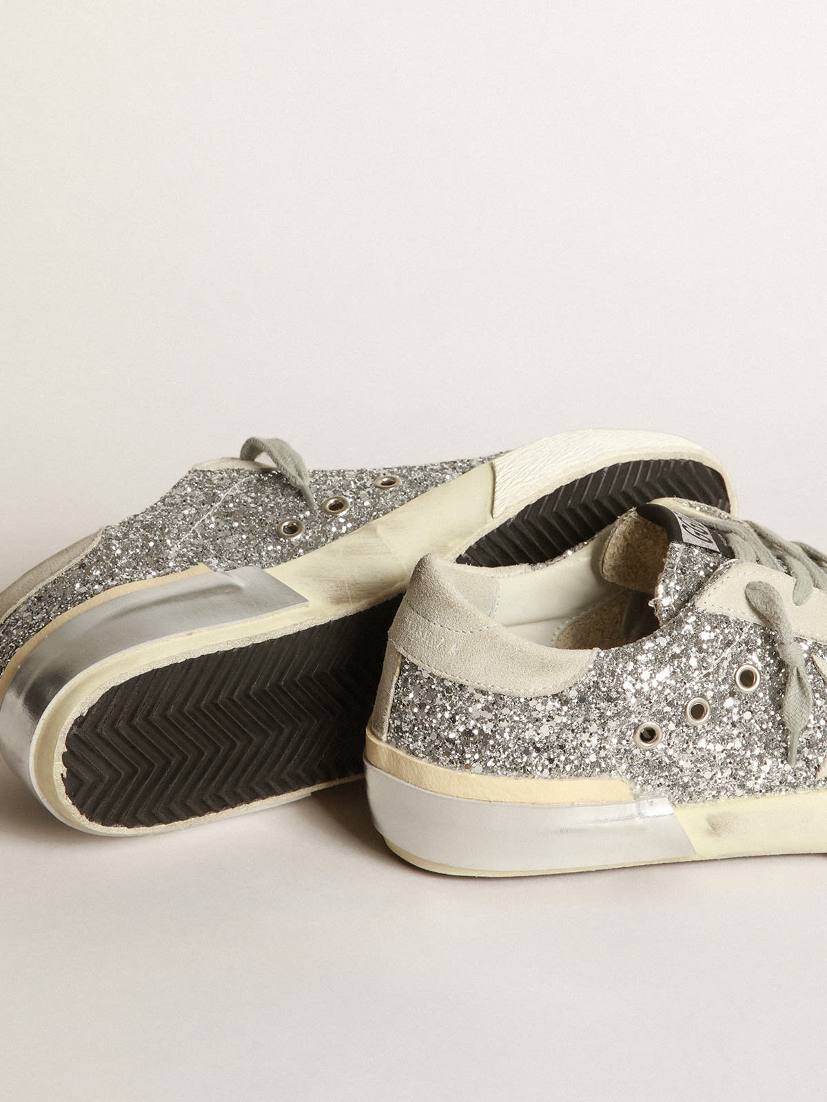 Golden Goose - Glittery patchwork Super-Star sneakers with multi-foxing in 