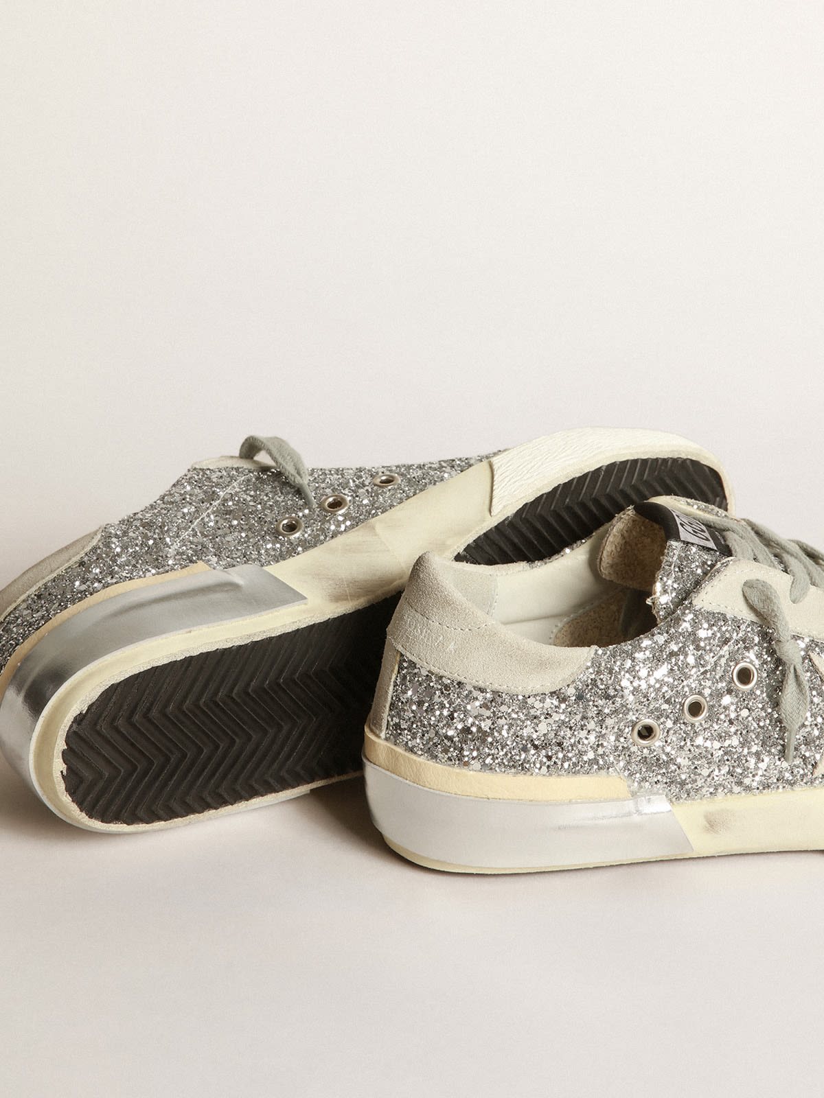 Glittery patchwork Super-Star sneakers with multi-foxing | Golden Goose