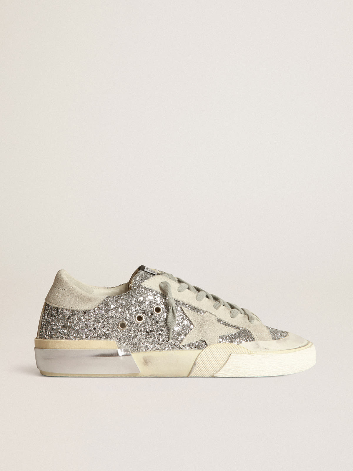 Golden Goose - Glittery patchwork Super-Star sneakers with multi-foxing in 