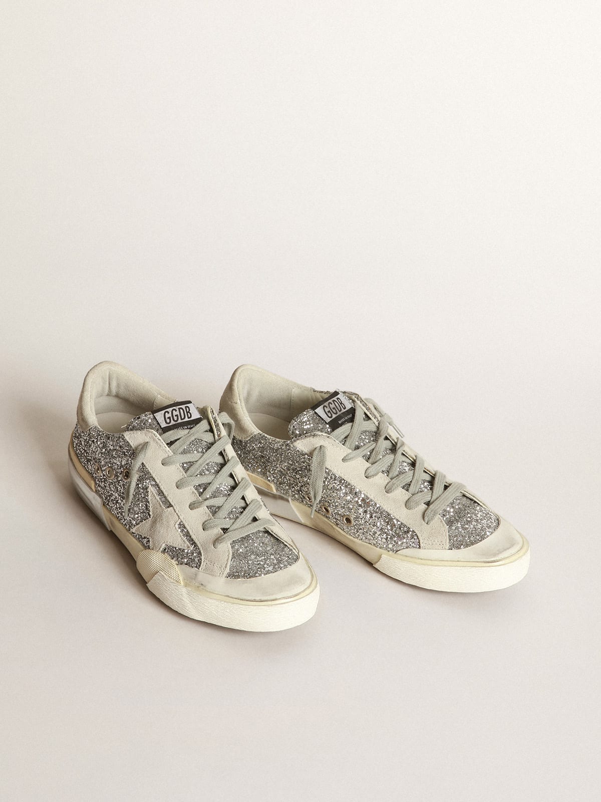 Glittery patchwork Super-Star sneakers with multi-foxing | Golden Goose