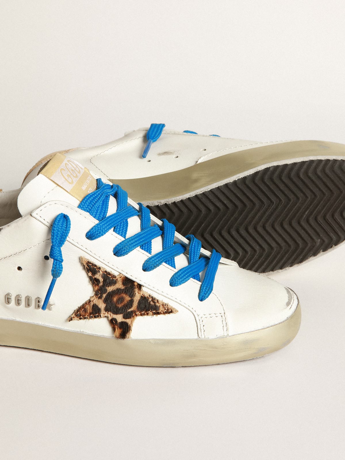 Super Star sneakers with sparkly foxing and leopard print star