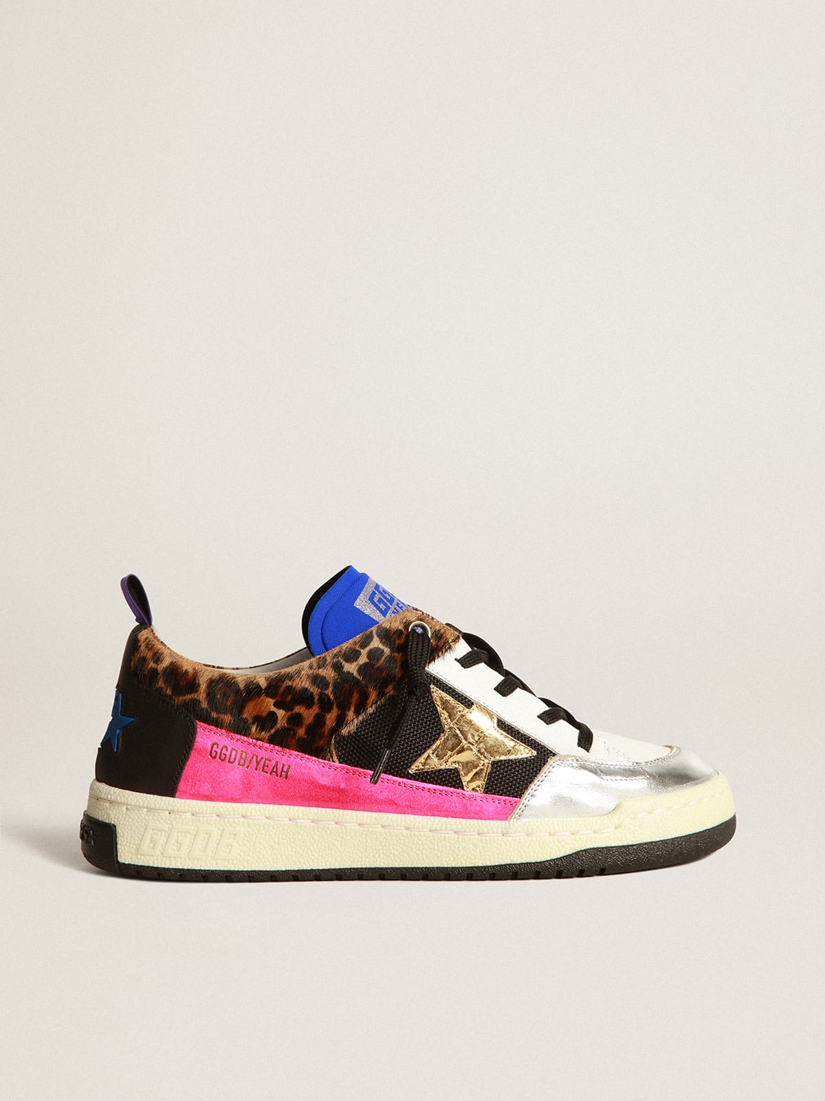 Yeah sneakers in leopard print pony skin with a gold star