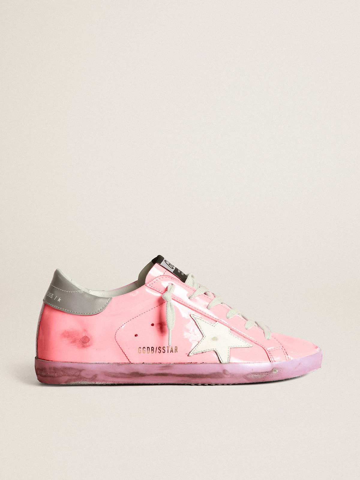 Golden Goose - Pink Super-Star sneakers with silver heel tab in 