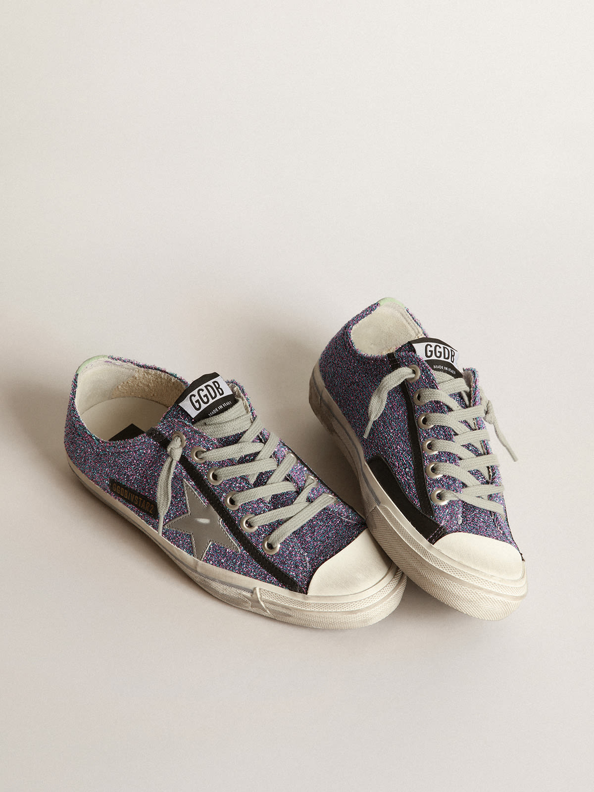 Golden Goose - V-Star sneakers with metallic yarn finishing in 