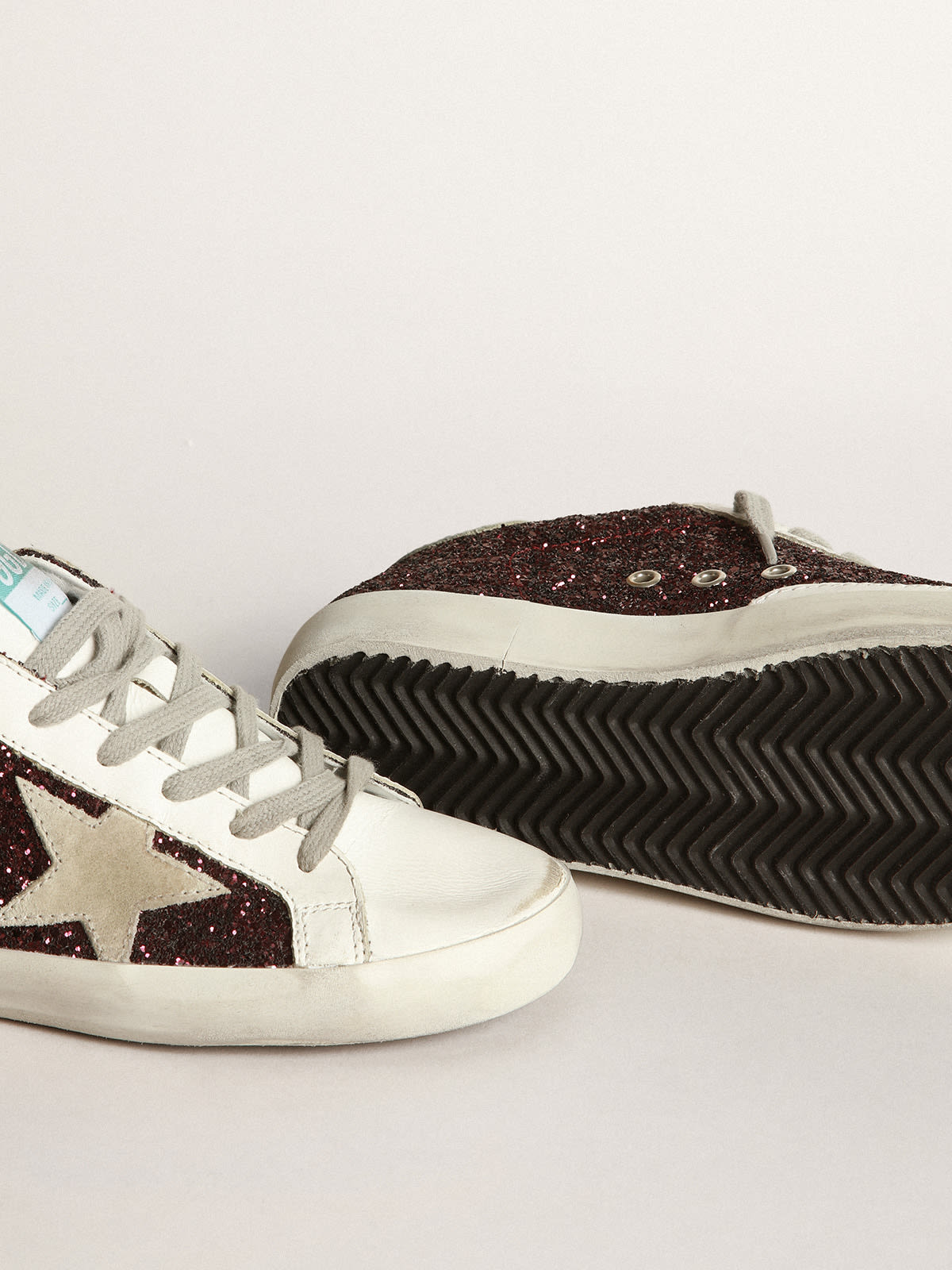 Super-Star in silver glitter with ice-gray suede star