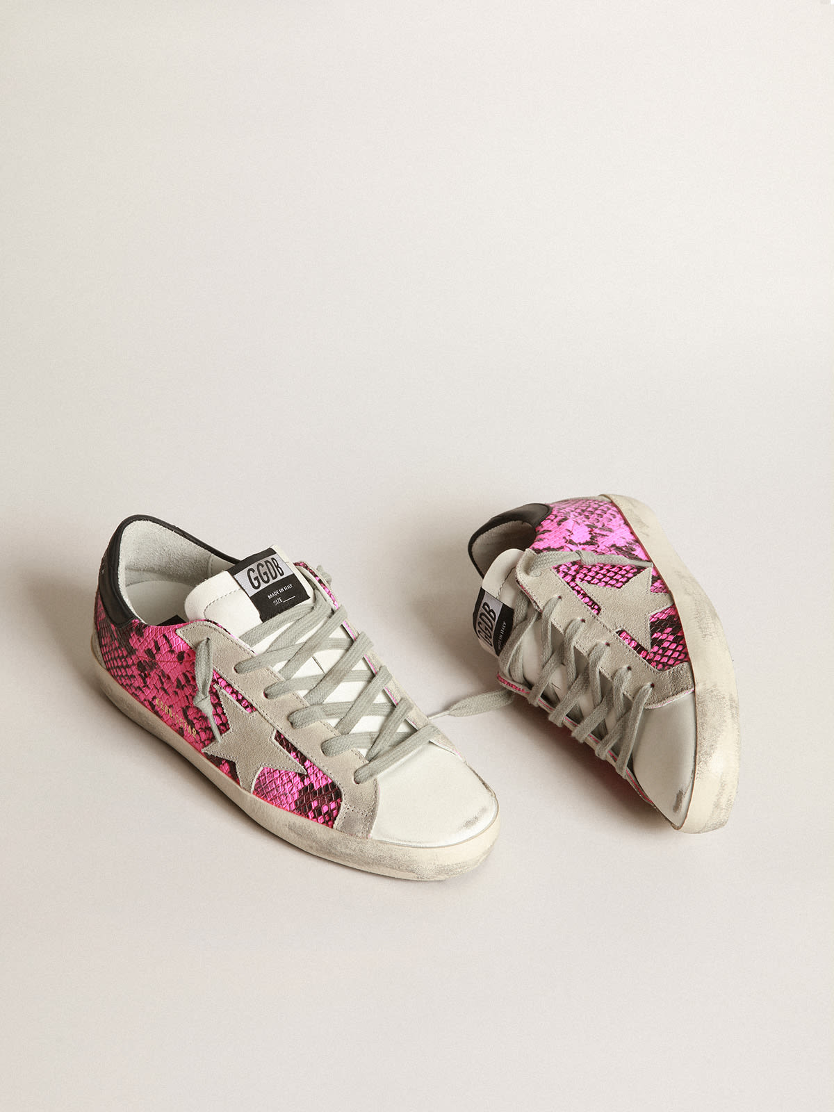 Super-Star sneakers in fuchsia snakeskin leather | Golden Goose