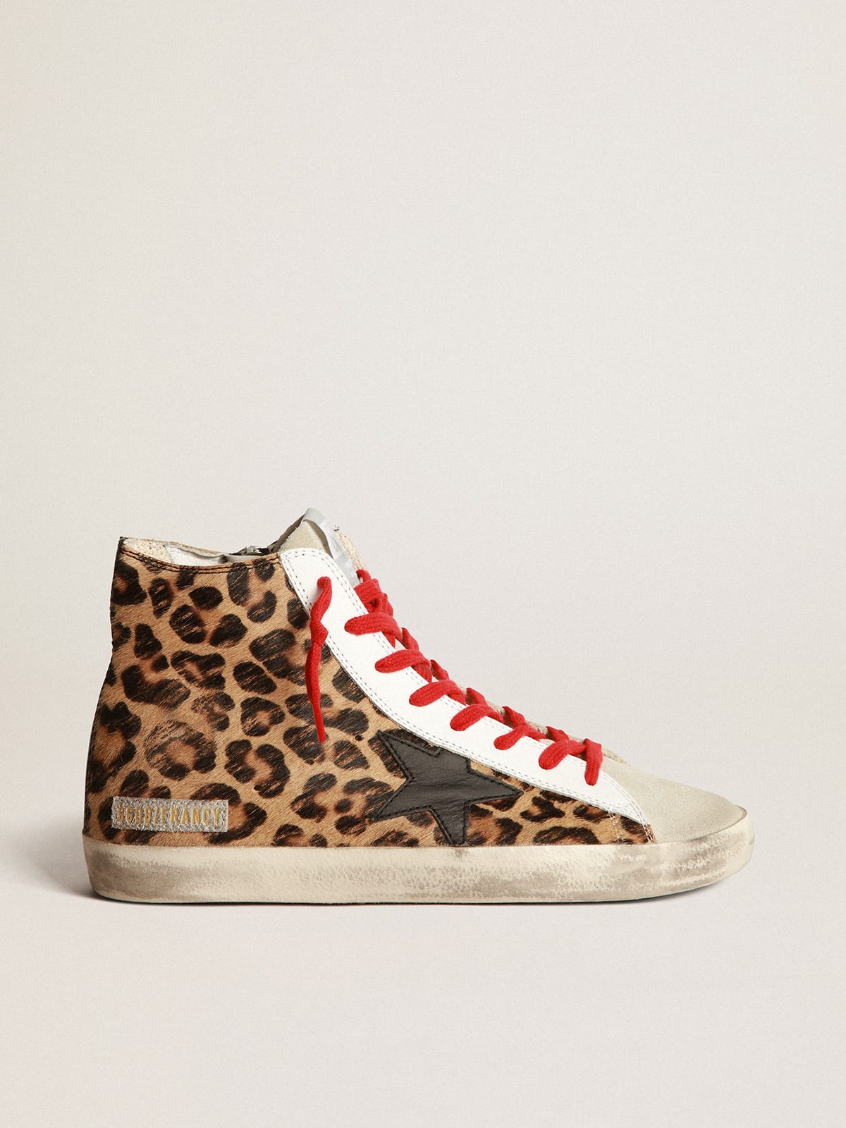 Sneakers Francy en cuir façon poulain à imprimé léopard