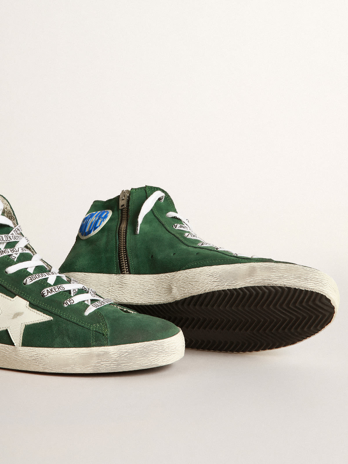 Golden Goose - Francy sneakers in green suede with white star in 