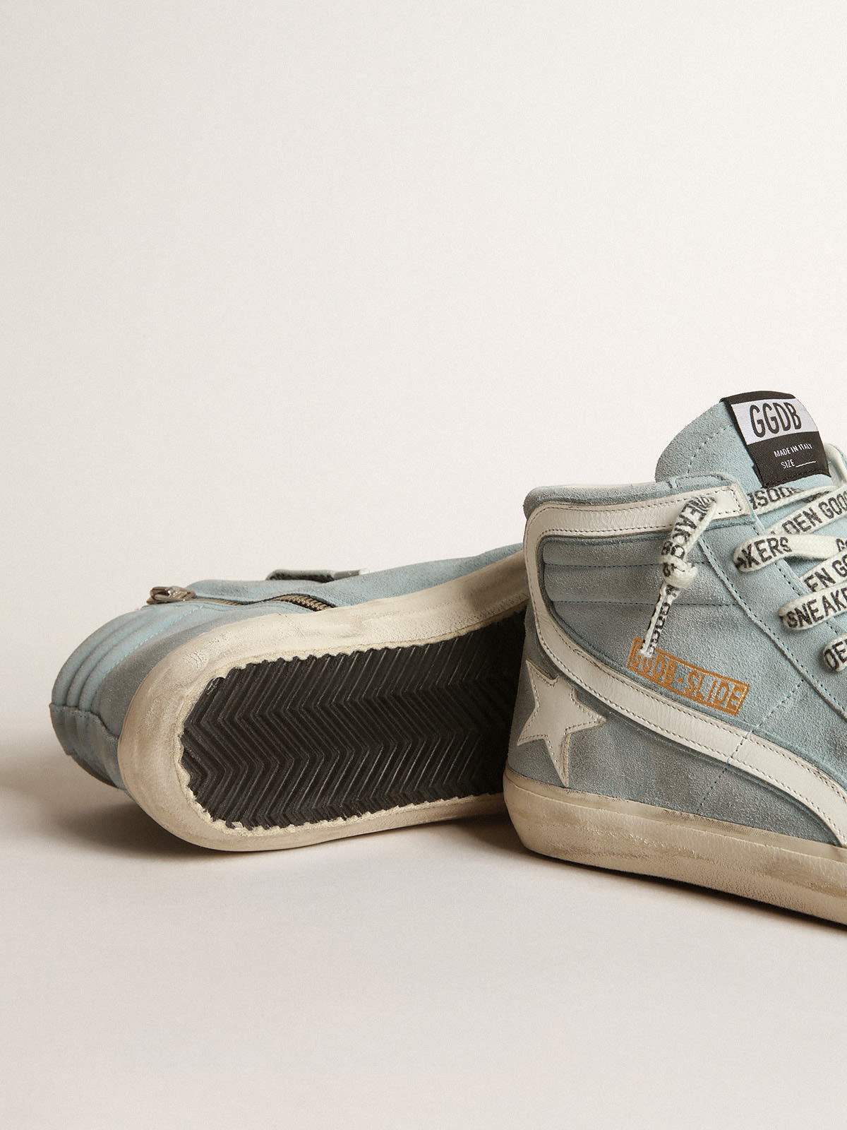 Golden Goose - Slide sneakers in suede with leather star in 