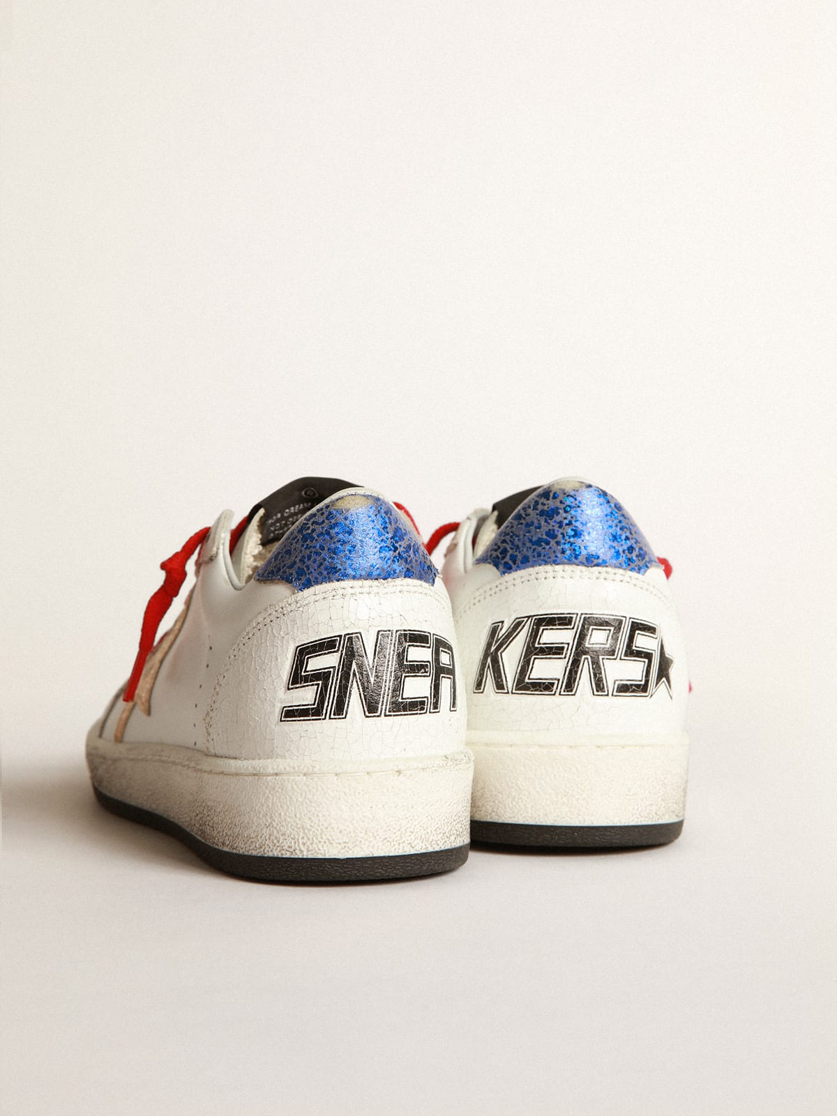 White Ball Star sneakers with gold star and blue heel tab