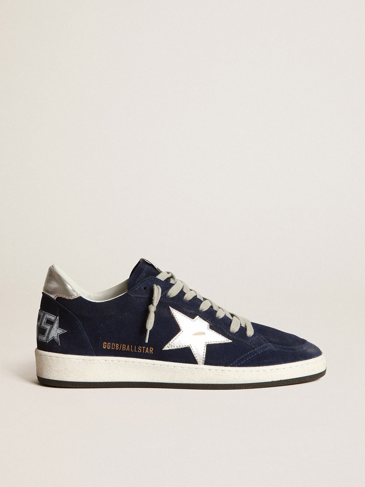 Ball Star sneakers in navy blue suede with silver star | Golden Goose