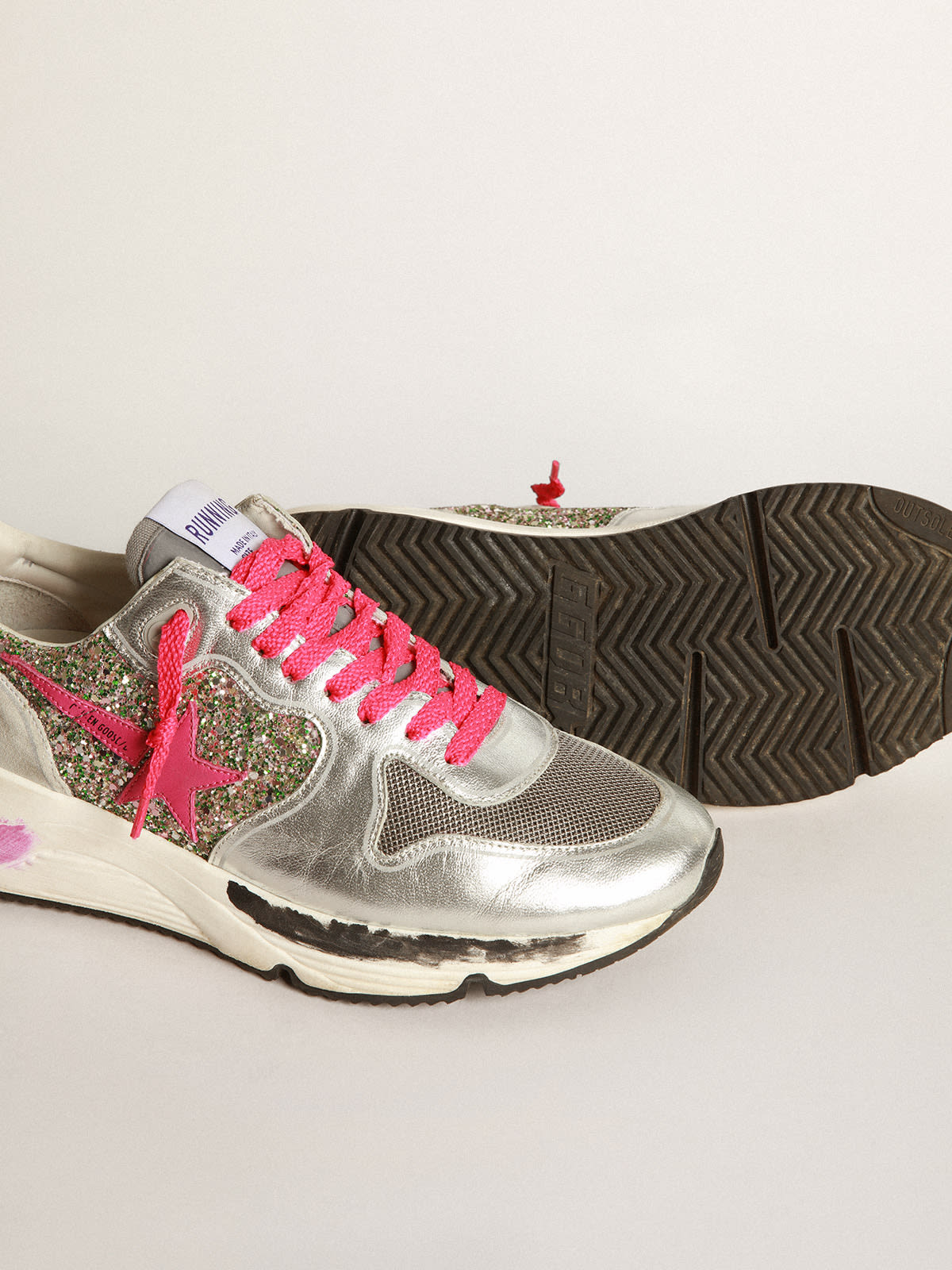 Golden Goose Running Sole Glitter Sneakers