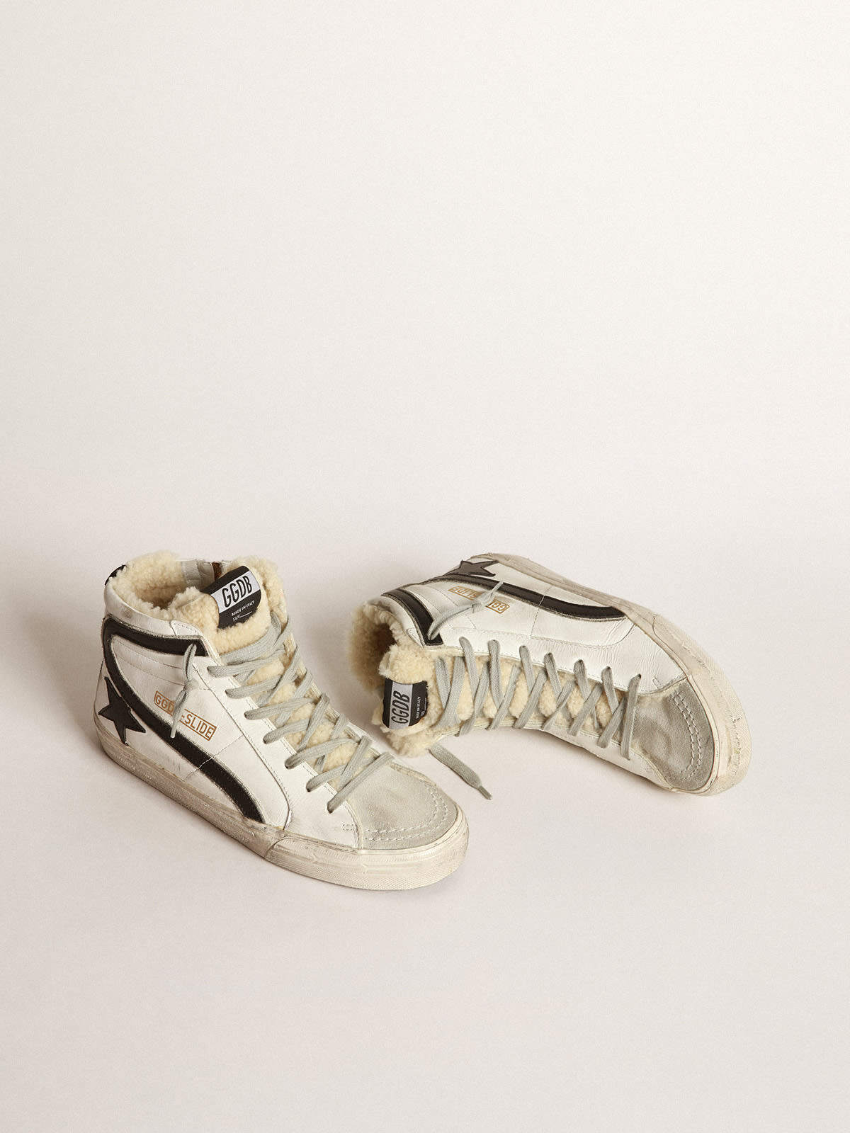 Golden goose store shearling slide sneakers