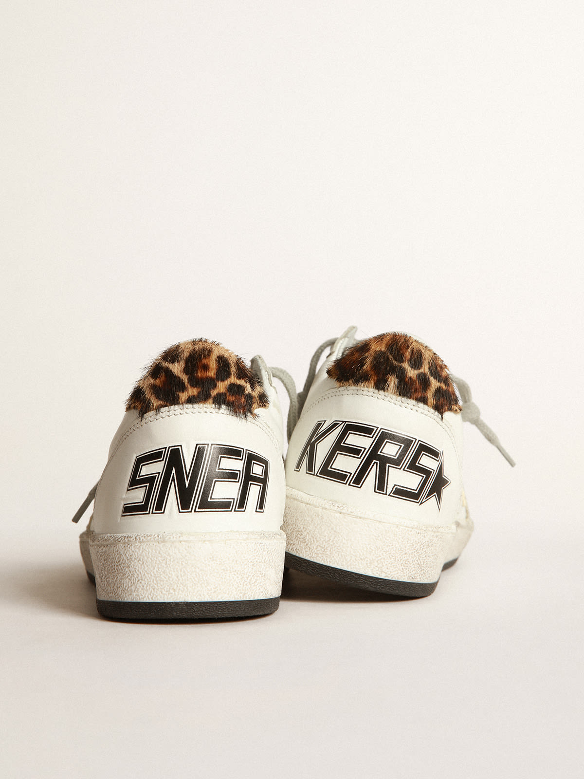 Ball Star sneakers with snake-print leather star and leopard-print pony  skin heel tab