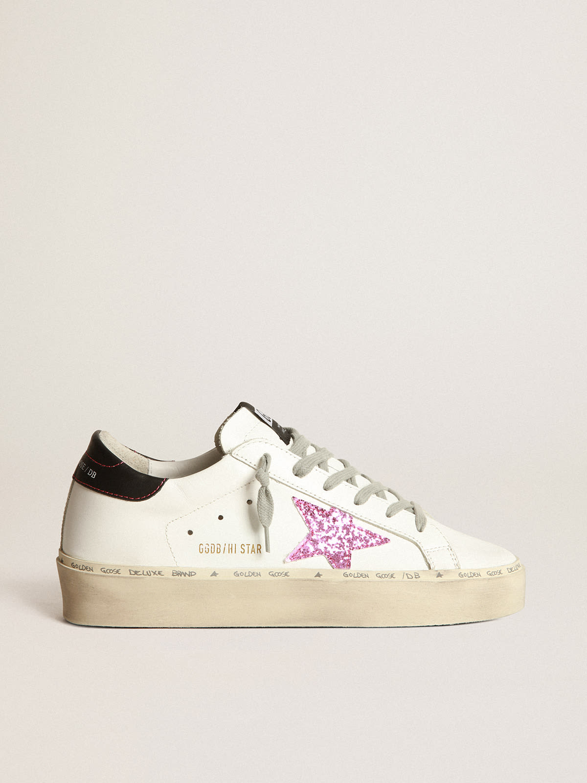 Mujer Zapatillas Deportivas Super-Star Con Estrella Dorada Y Refuerzo Del  Talón Negro De Purpurina | Super-Star Golden Goose