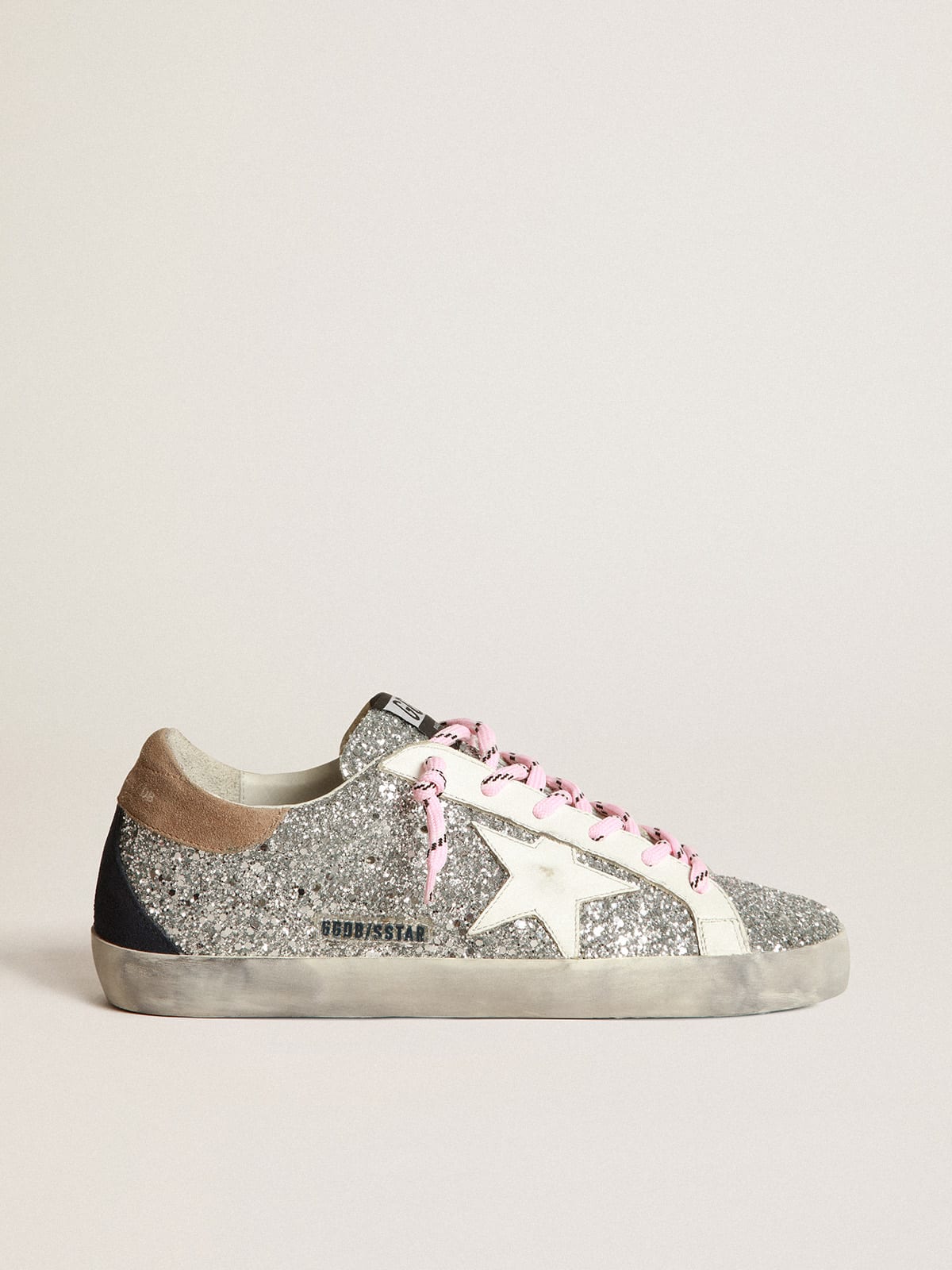 Super-Star sneakers with glitter upper and white star | Golden Goose