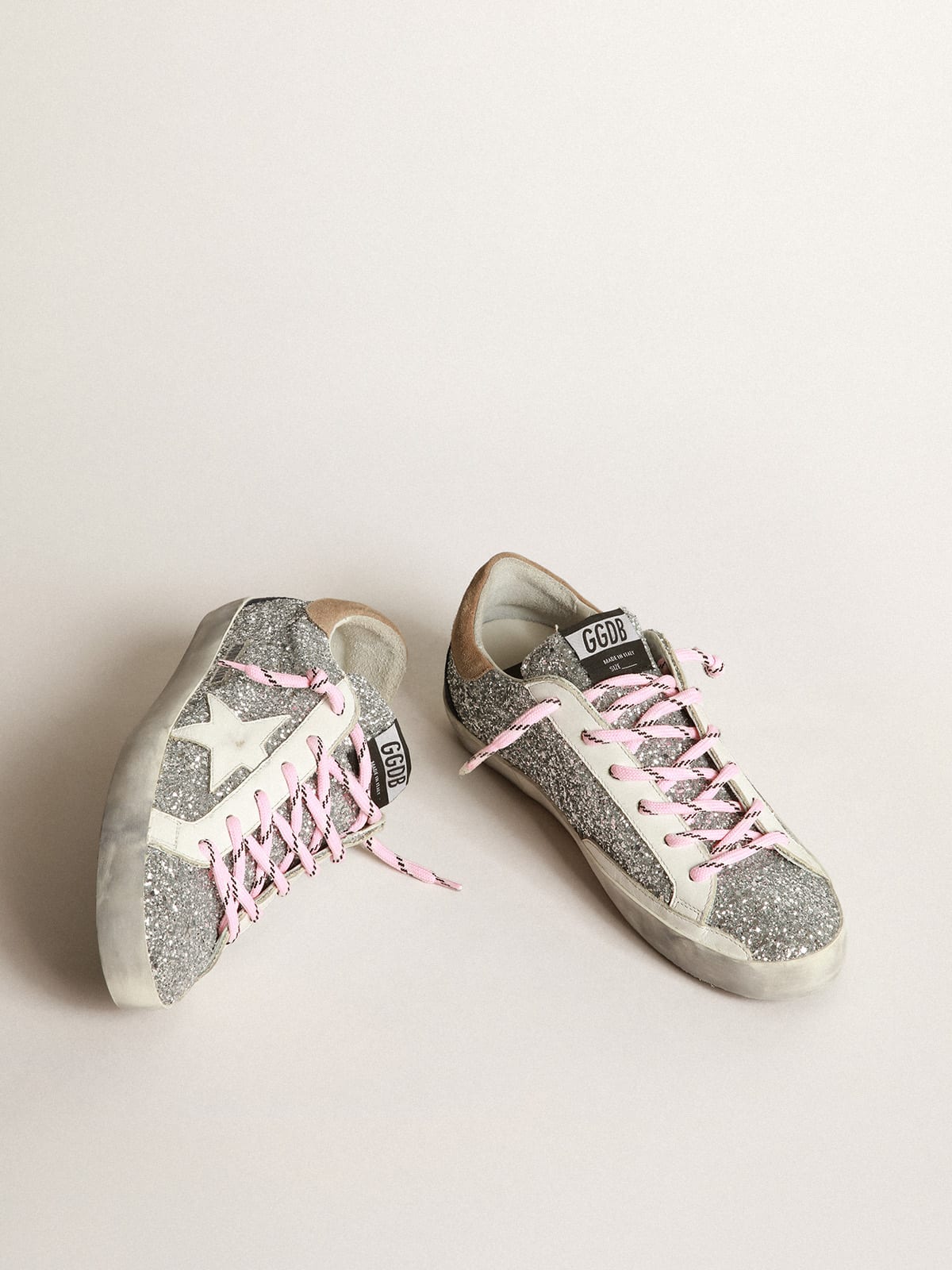 Super-Star sneakers with glitter upper and white star | Golden Goose