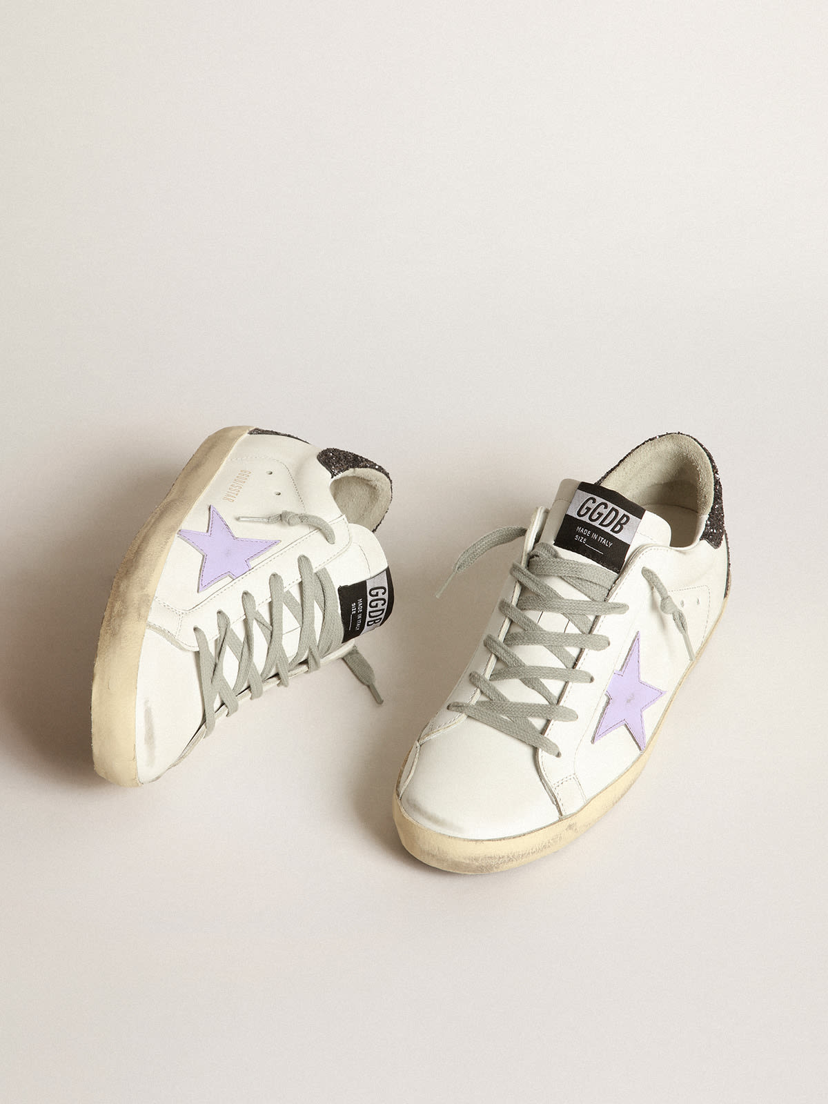 Super-Star sneakers with lilac leather star and purple glitter crocodile-print  heel tab | Golden Goose