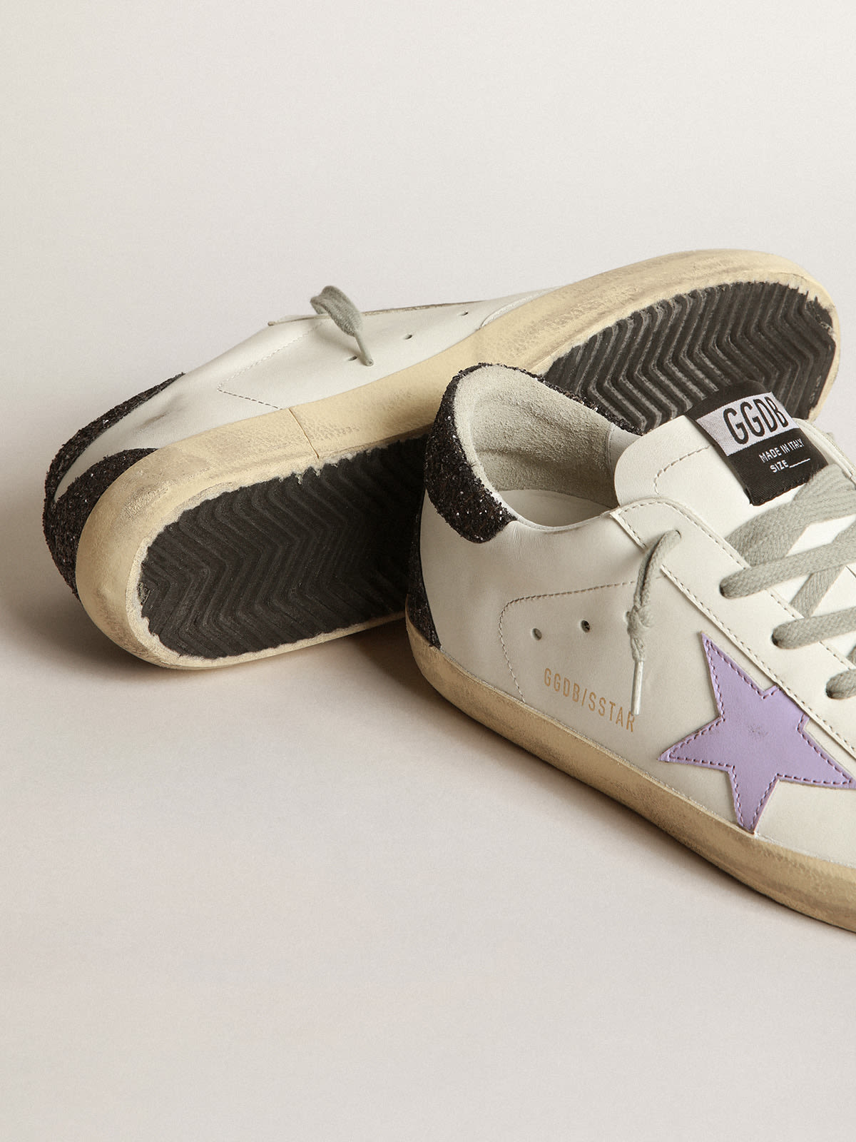 Super-Star sneakers with lilac leather star and purple glitter crocodile-print  heel tab | Golden Goose