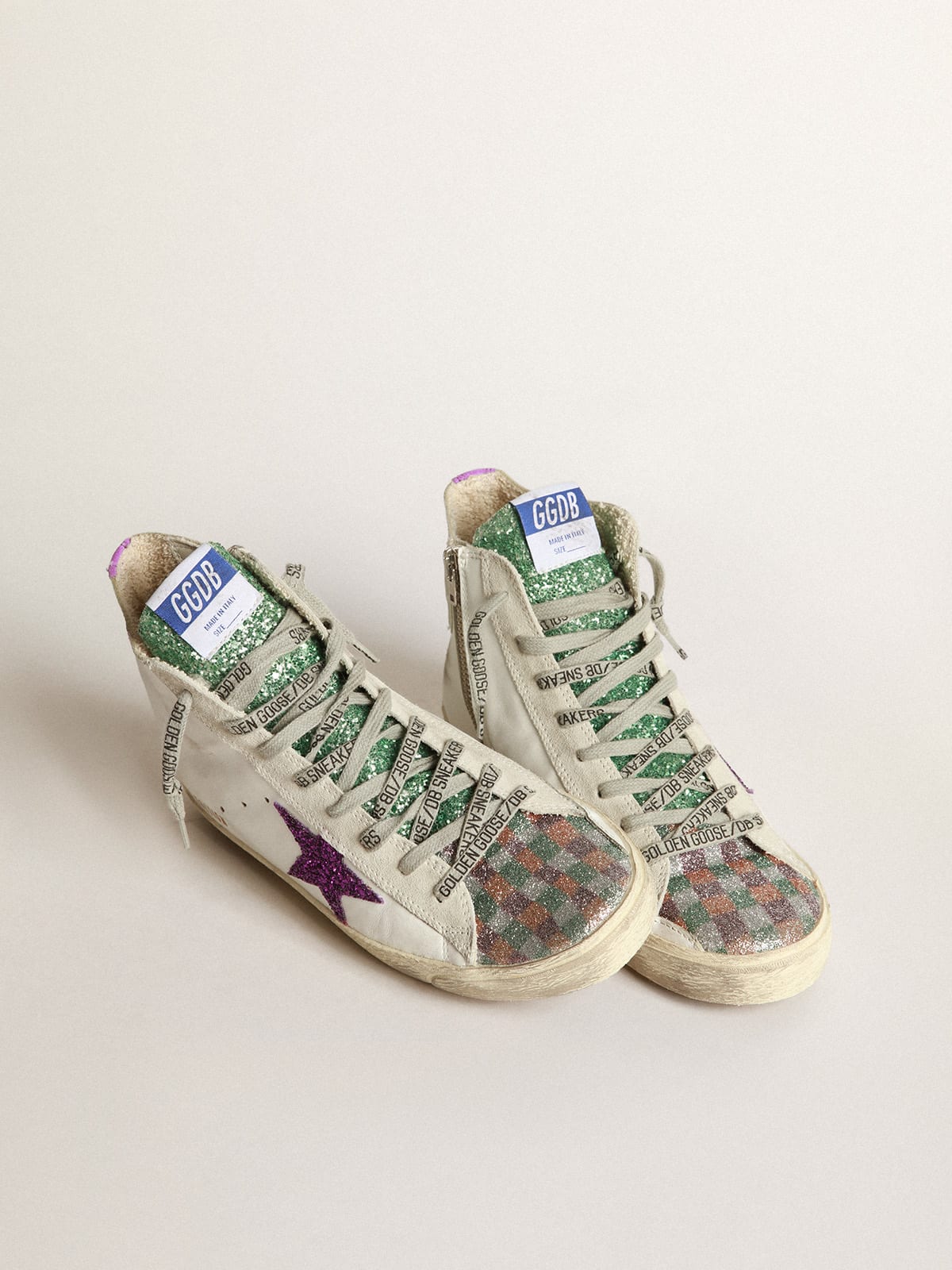 Golden Goose - LAB White women’s Francy sneakers with purple glitter star in 