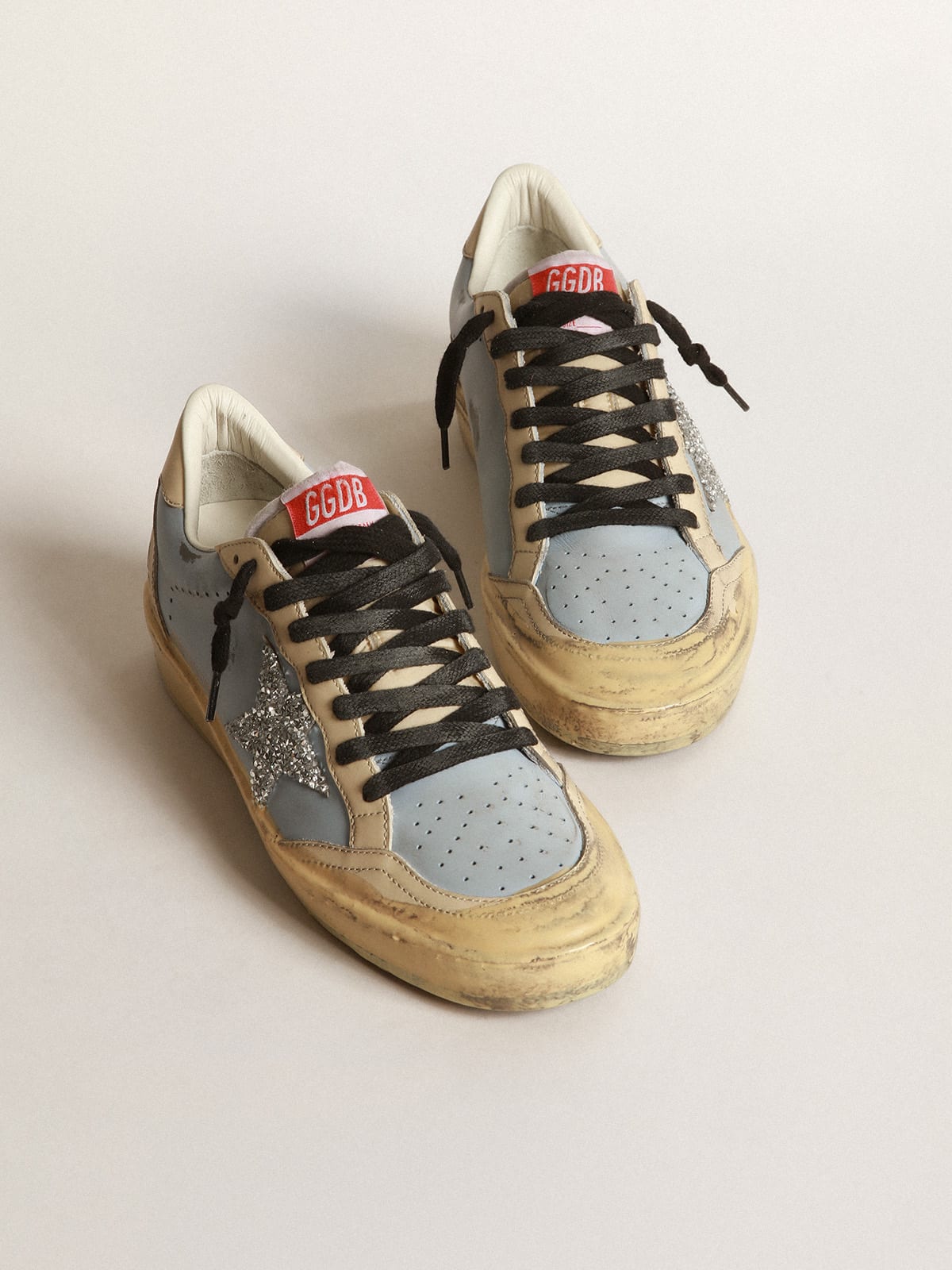 Women’s Ball Star LAB in smoky lightblue leather with Swarovski star