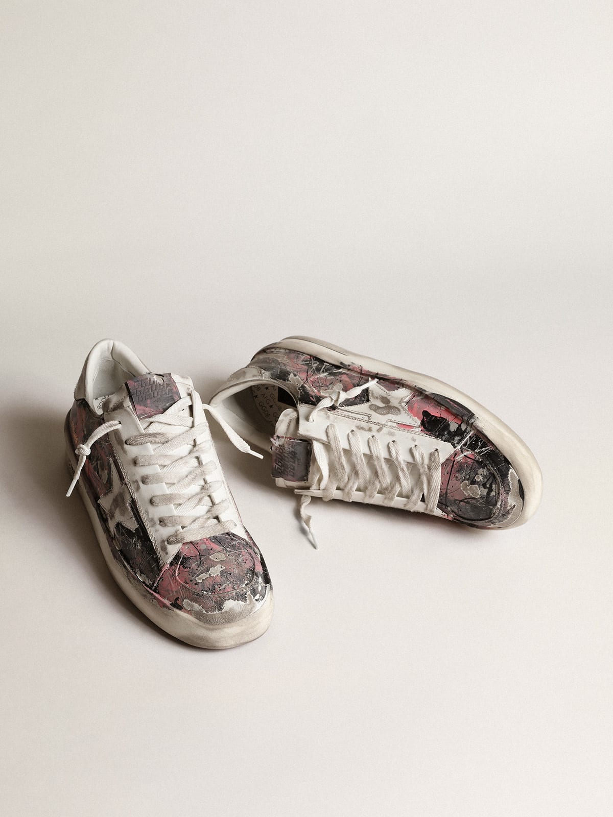 Golden Goose - Men’s Stardan LAB in leather with all-over multicolored paint splatters in 
