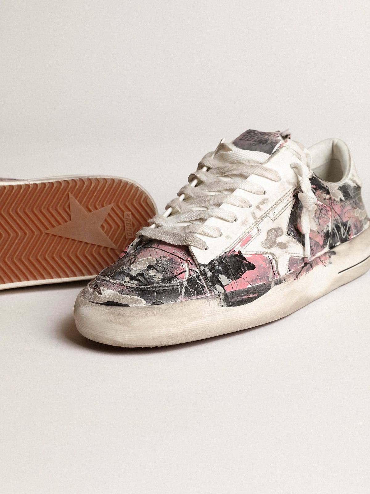 Golden Goose - Men’s Stardan LAB in leather with all-over multicolored paint splatters in 