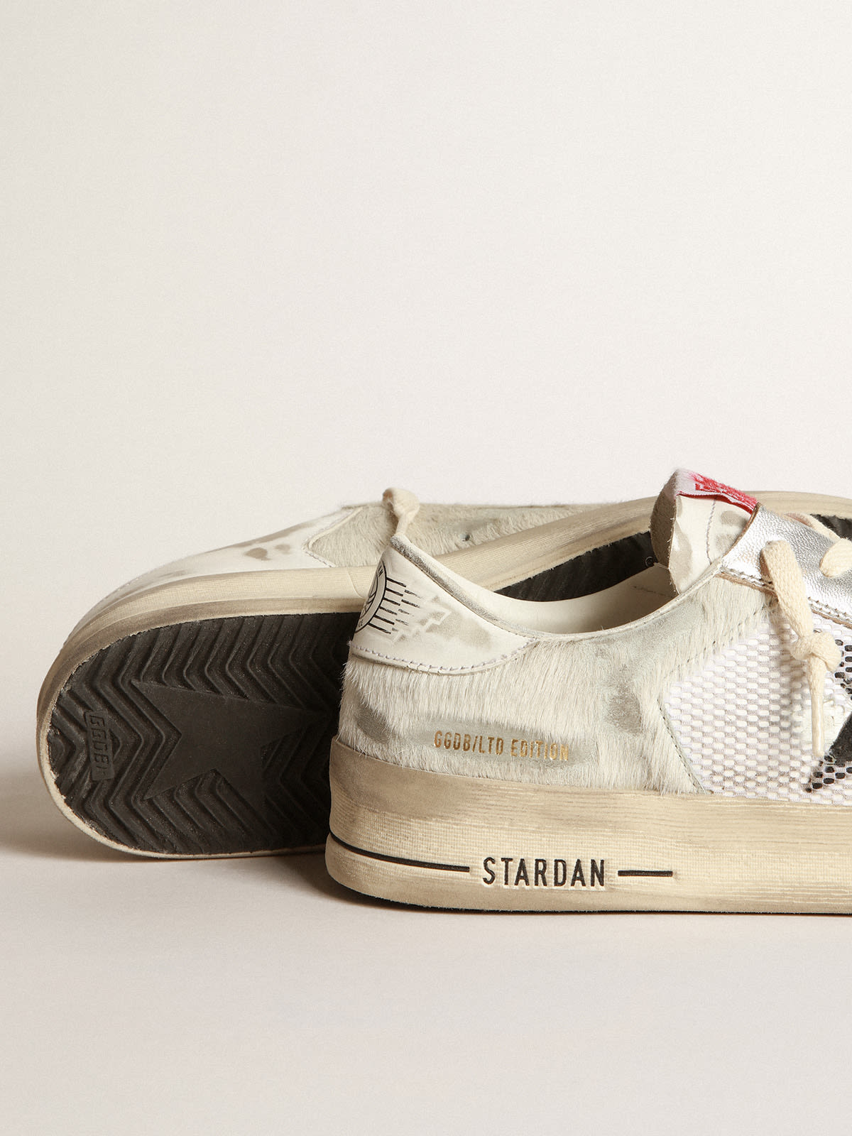 Golden Goose - Stardan LAB sneakers in white pony skin and leather with black suede star in 