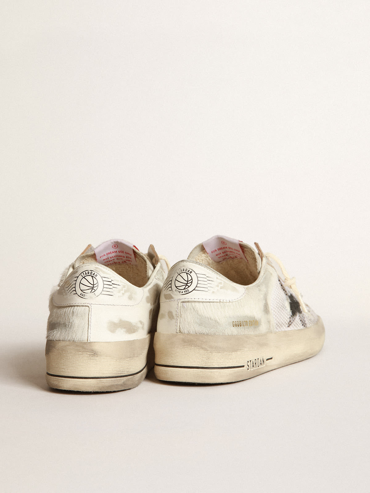 Stardan LAB sneakers in white pony skin and leather with black suede star