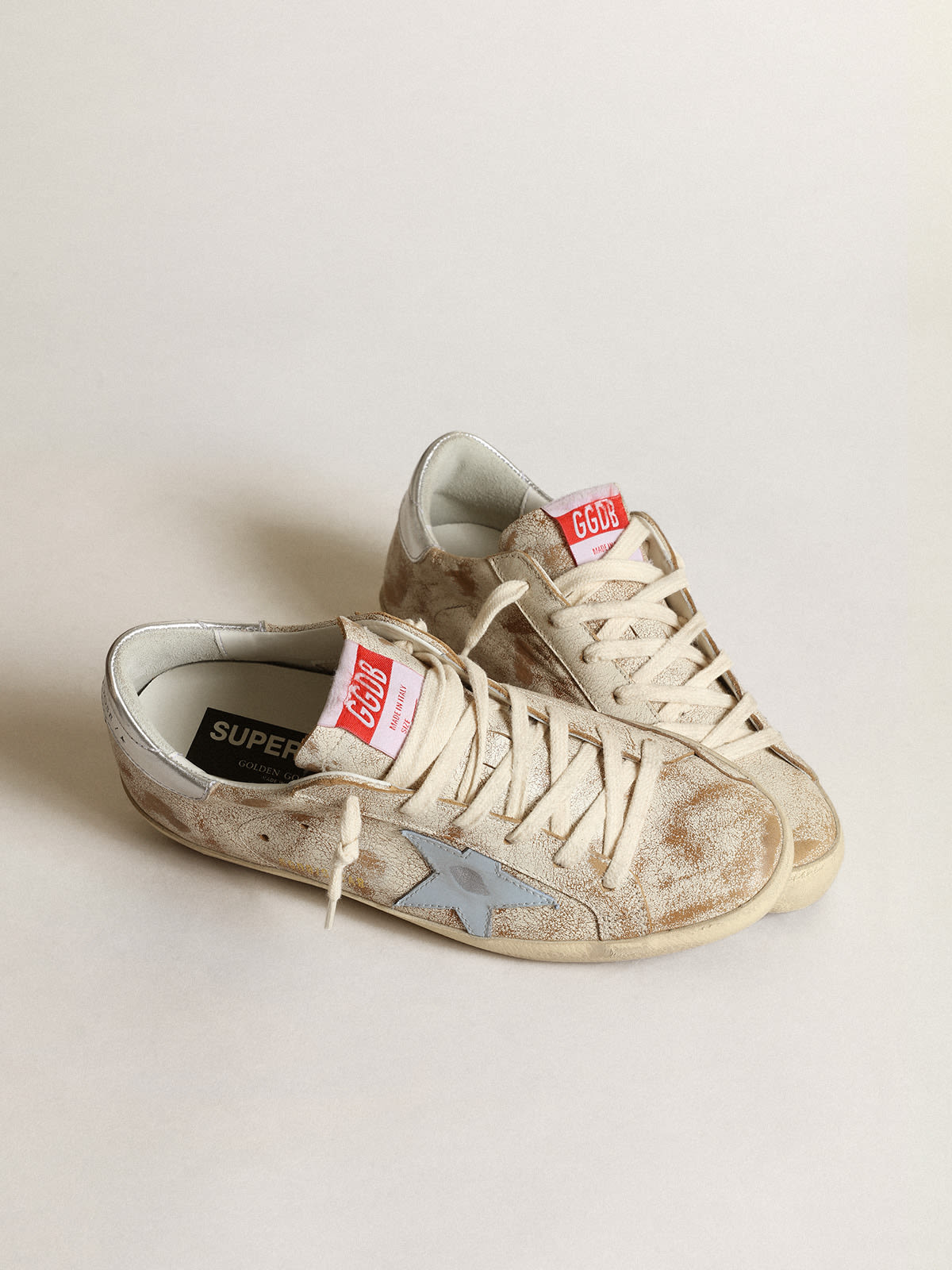 Women's Super-Star sneakers in silver leather