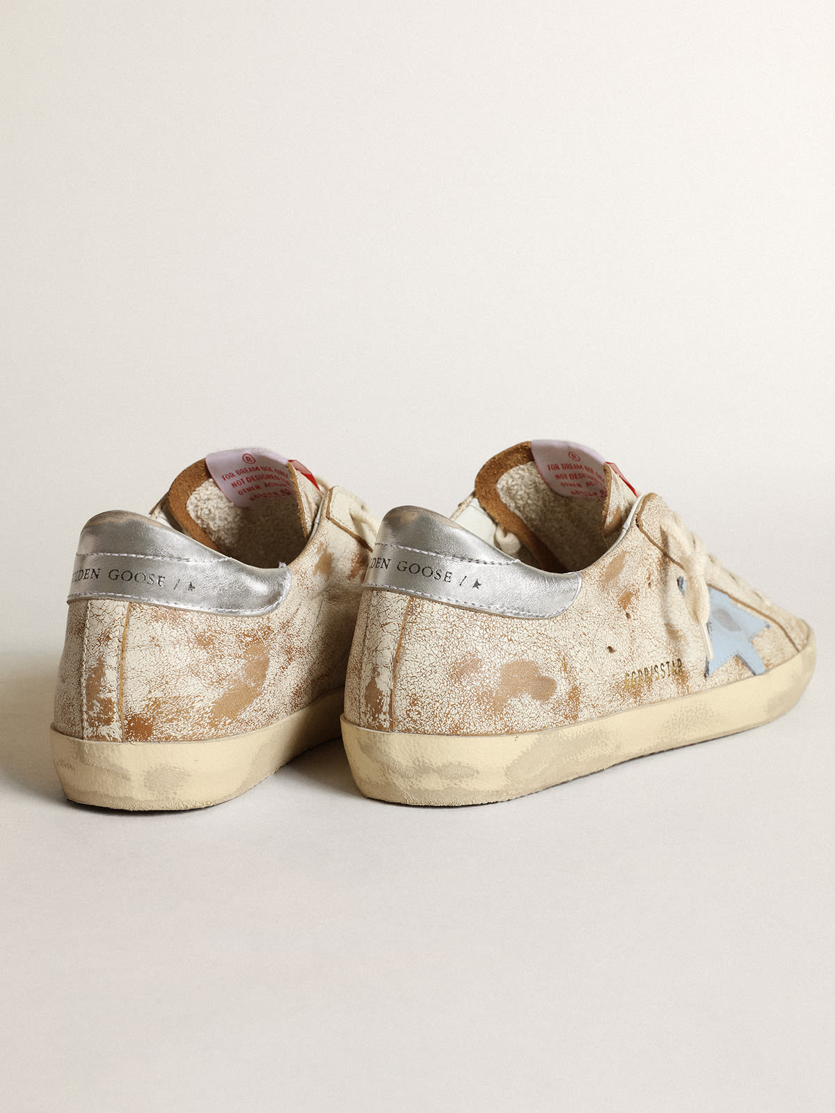 Golden Goose - Women's Super-Star with smoky blue leather star and silver heel tab in 