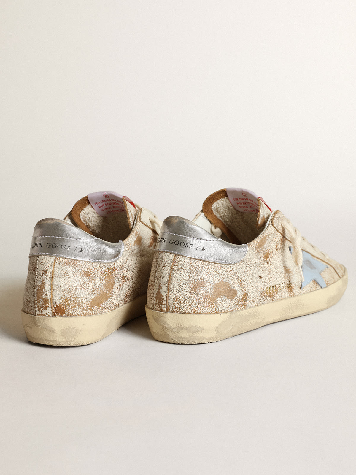 Women's Super-Star with smoky blue leather star and silver heel tab | Golden  Goose