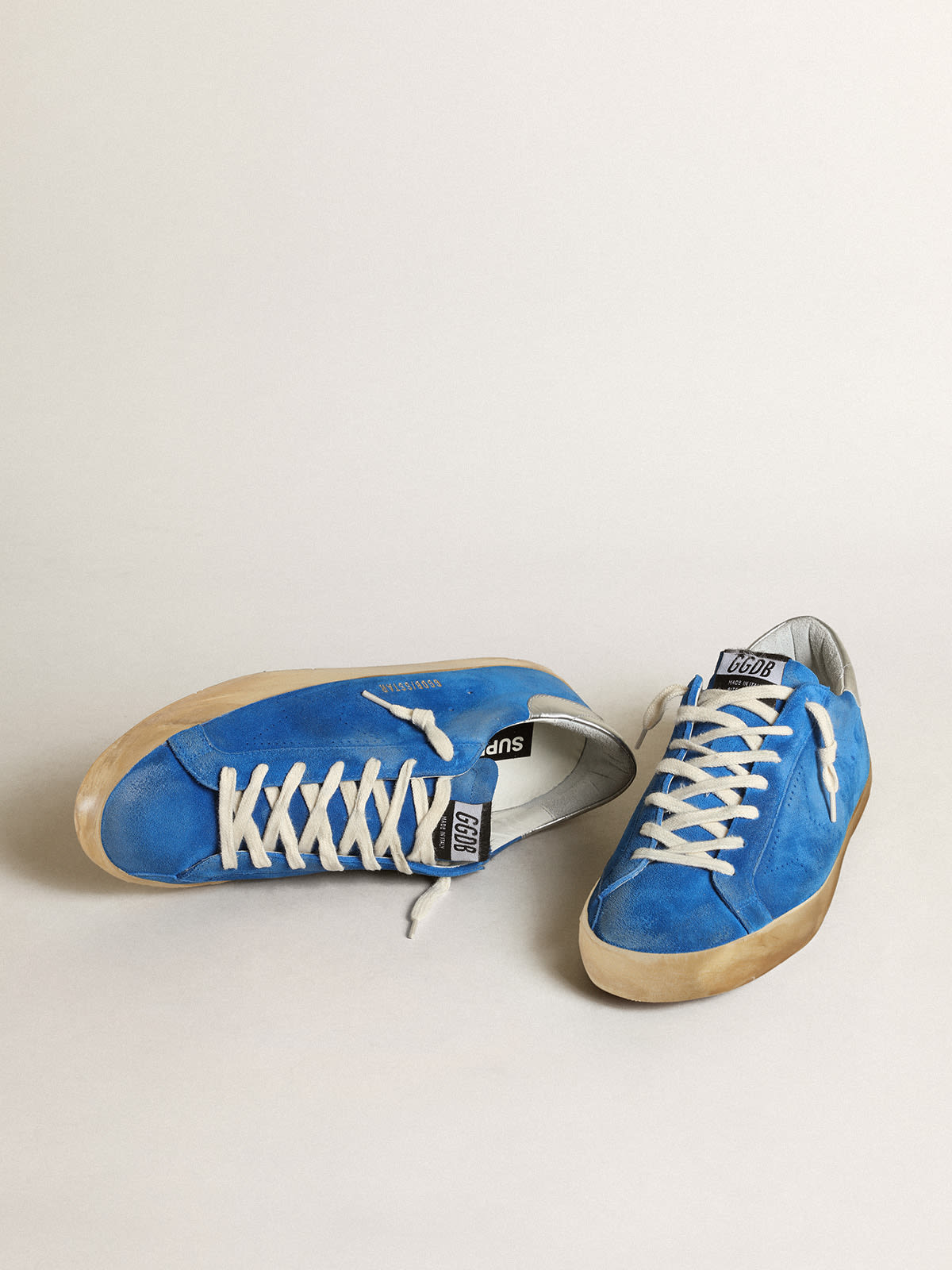 Men's Super-Star in blue suede with perforated star | Golden Goose