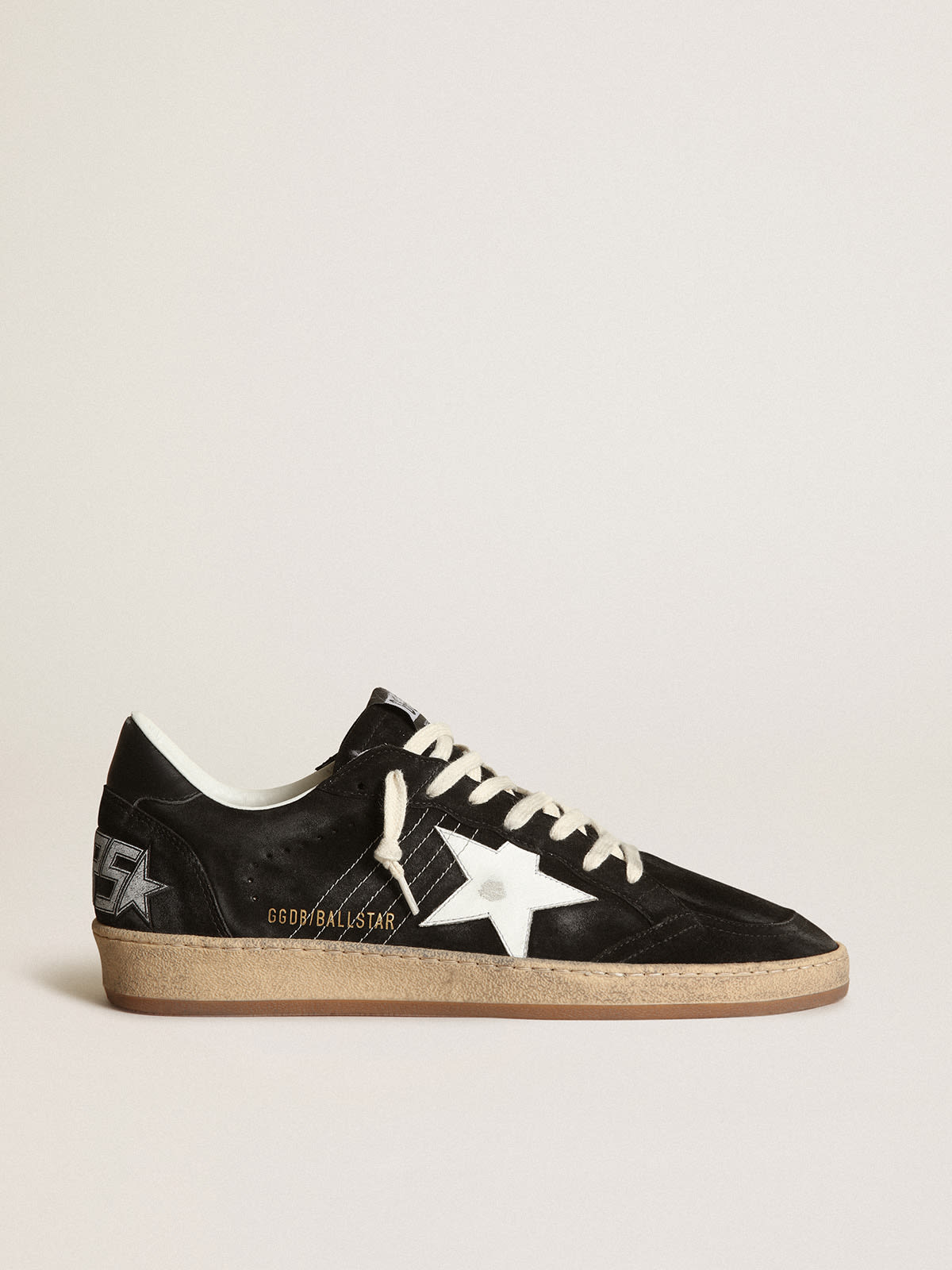 Golden Goose - Women’s Ball Star sneakers in black suede with white leather star and black leather heel tab in 