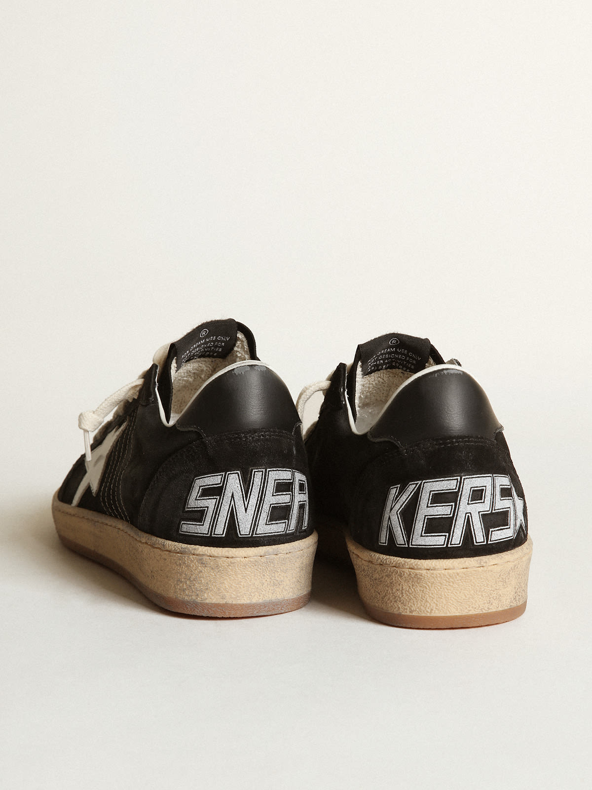 Golden Goose - Women’s Ball Star sneakers in black suede with white leather star and black leather heel tab in 