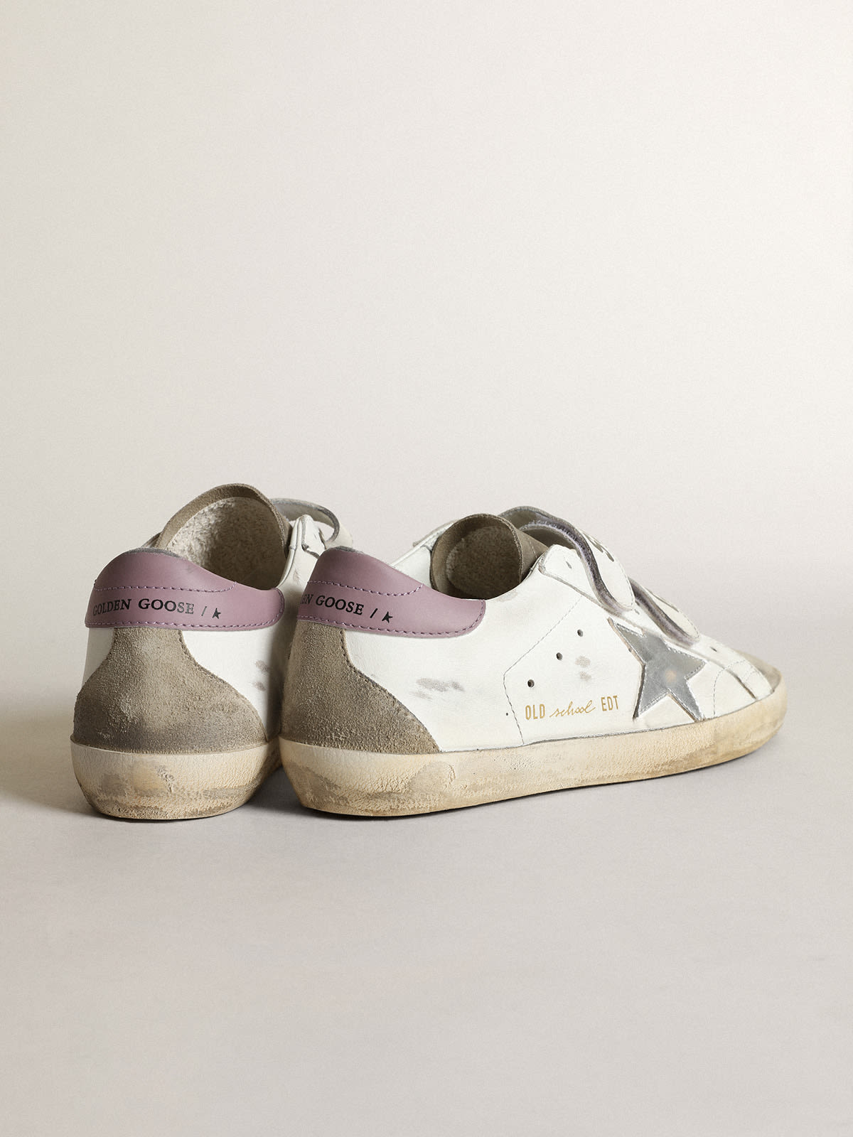 Golden Goose - Old School sneakers with silver laminated leather star and dove-gray suede inserts in 