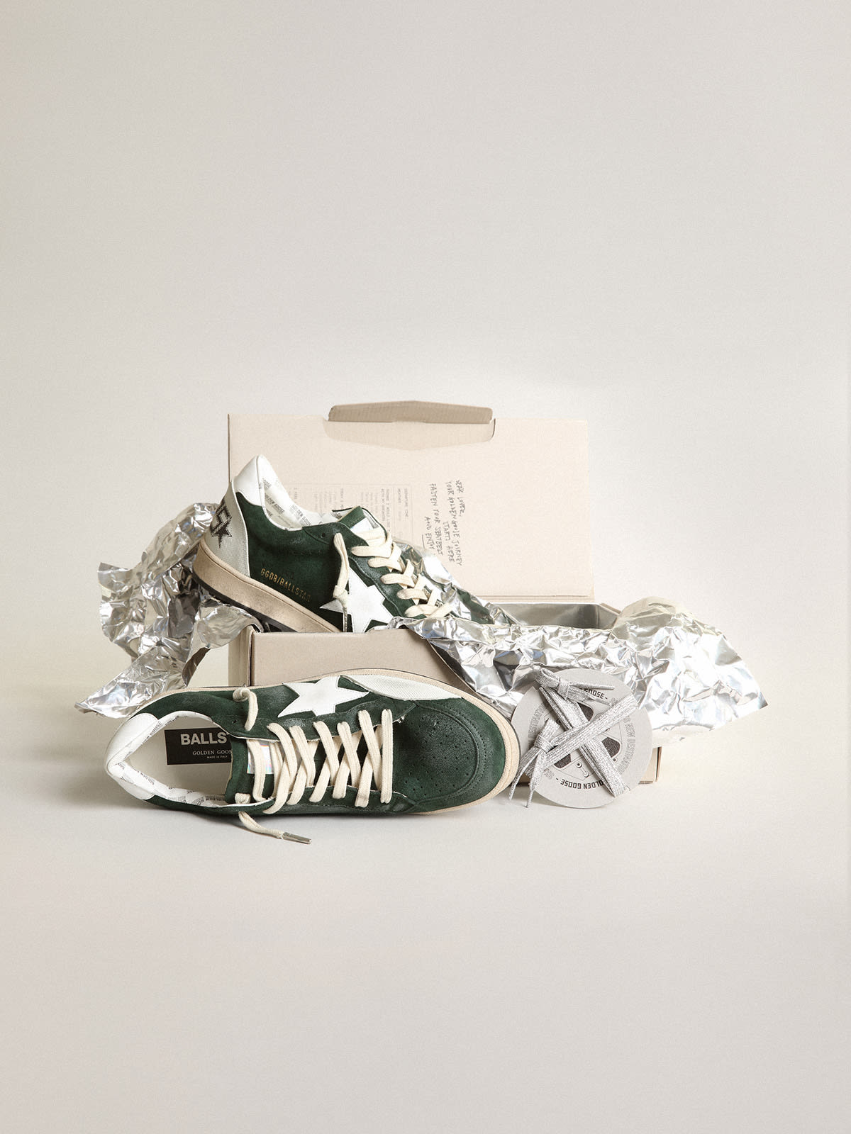 Golden goose green suede sale