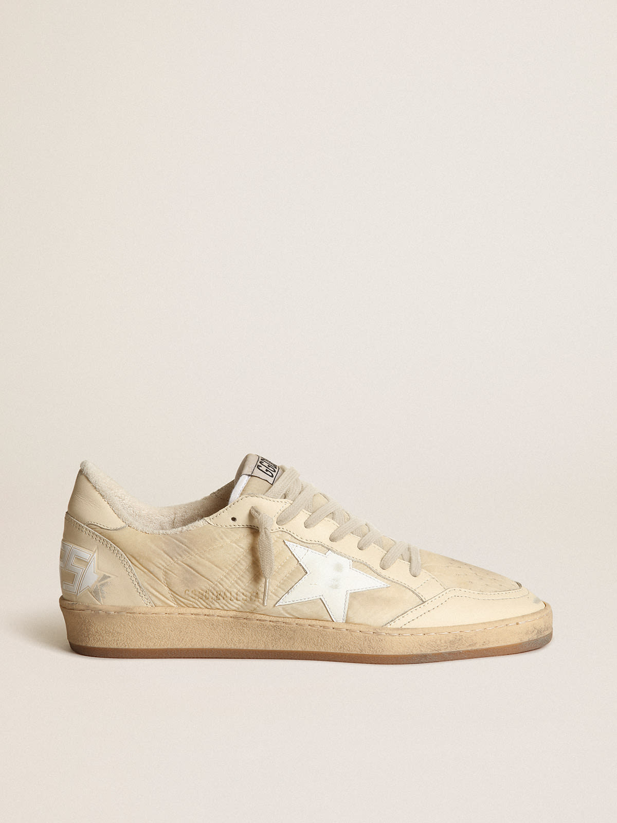 Golden Goose - Women's Ball Star in milk-white nylon with white star and heel tab in 