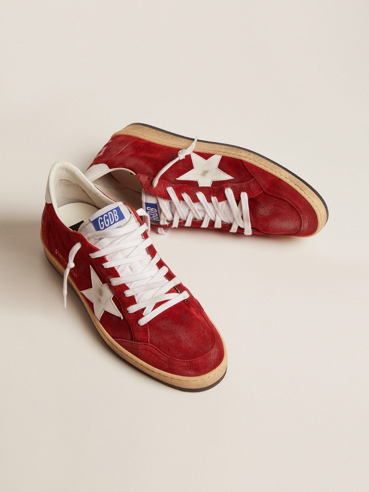 Golden Goose - Men’s Ball Star in red suede with white leather star in 