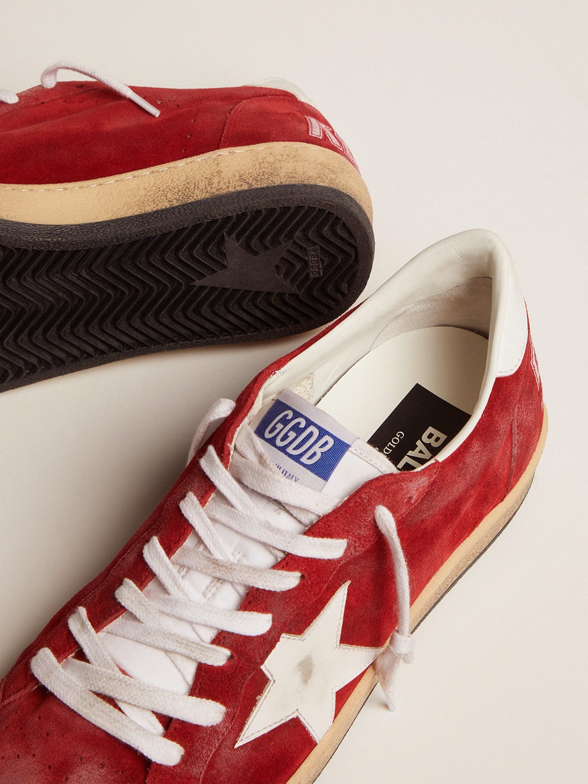 Golden Goose - Men's Ball Star in dark red suede with white star and heel tab in 