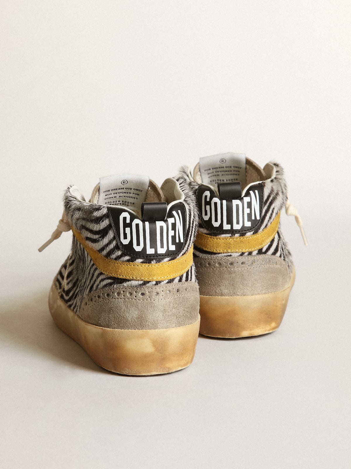 Golden Goose - Women's Mid Star in zebra print pony skin with gold leather star in 