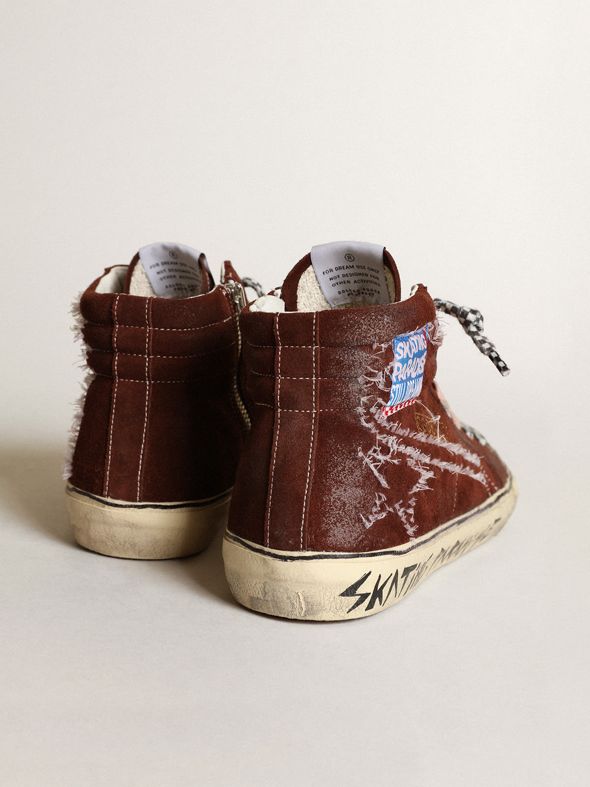 Golden Goose - Men's Slide in chocolate color suede and white stitching in 