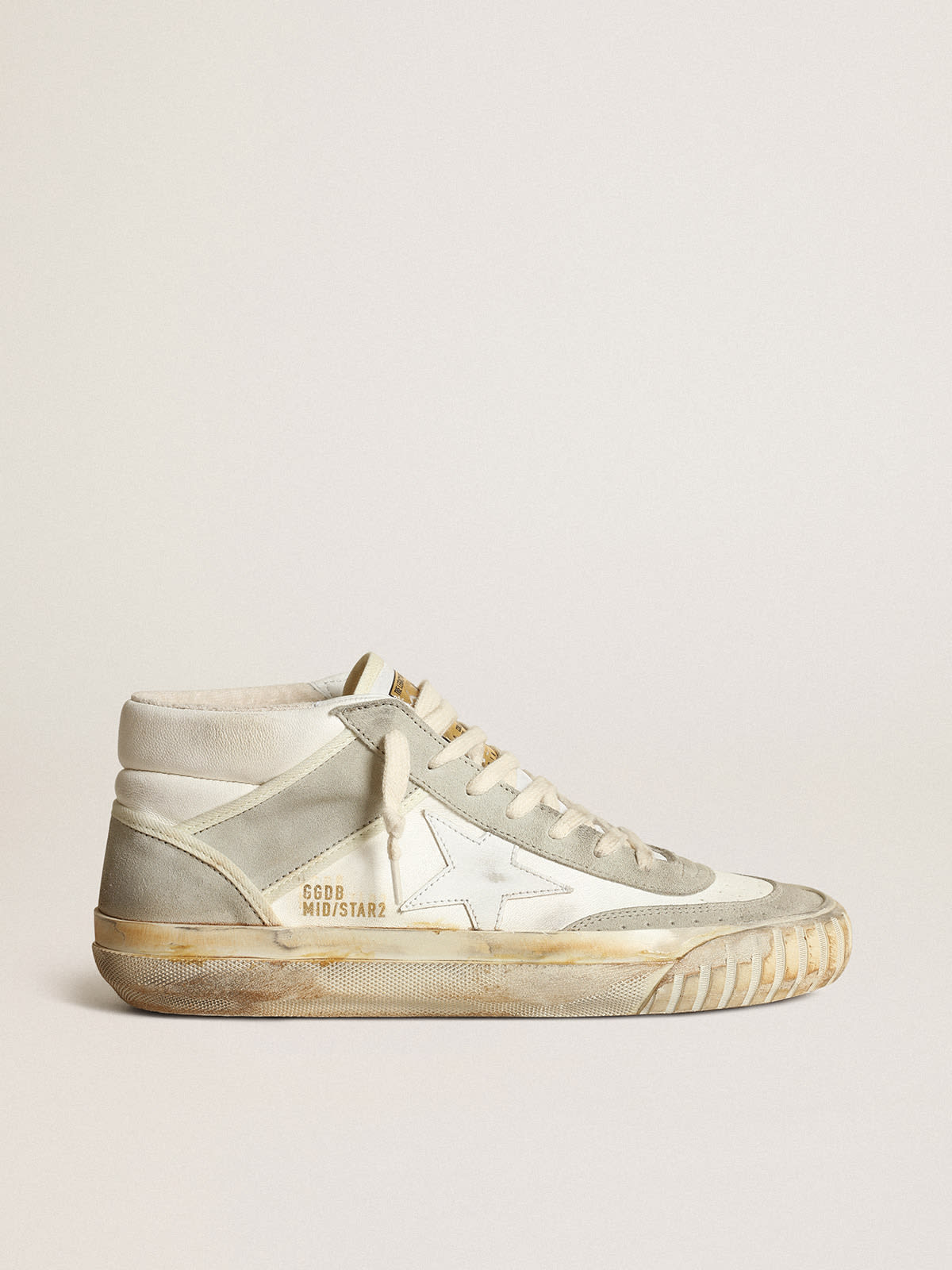 Golden Goose - Women’s Mid Star sneakers with ice-gray suede inserts and white leather star in 
