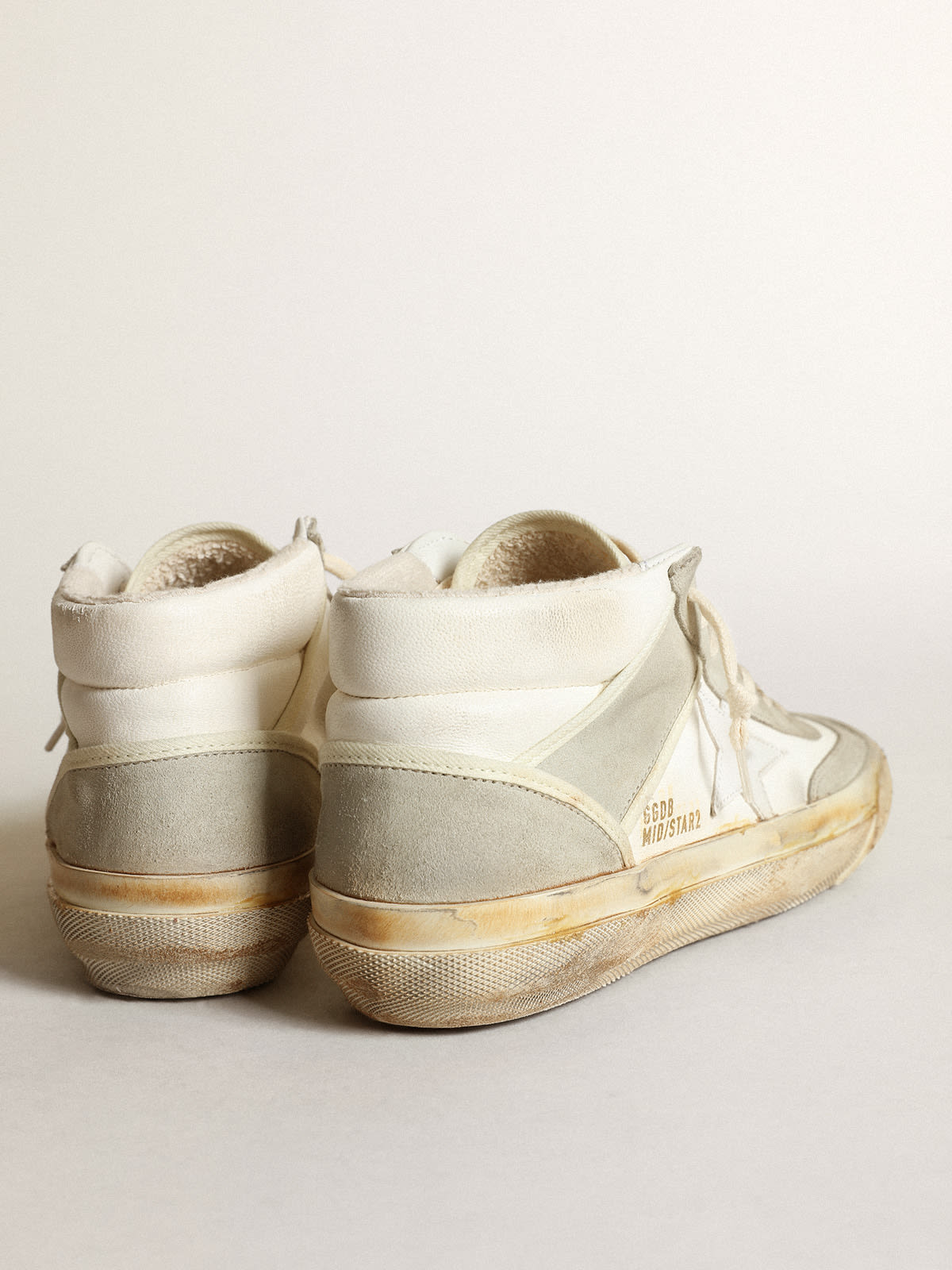 Golden Goose - Women’s Mid Star sneakers with ice-gray suede inserts and white leather star in 