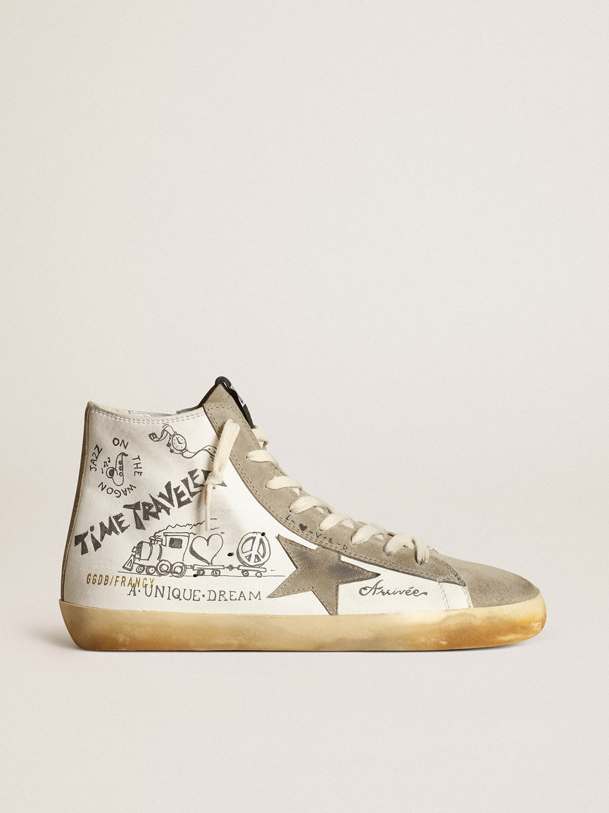 Golden Goose - Men's Francy with dove gray suede inserts and lettering in 