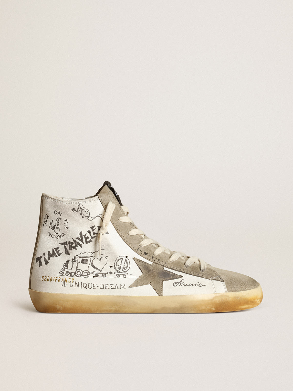 Men's Francy with dove gray suede inserts and lettering | Golden Goose