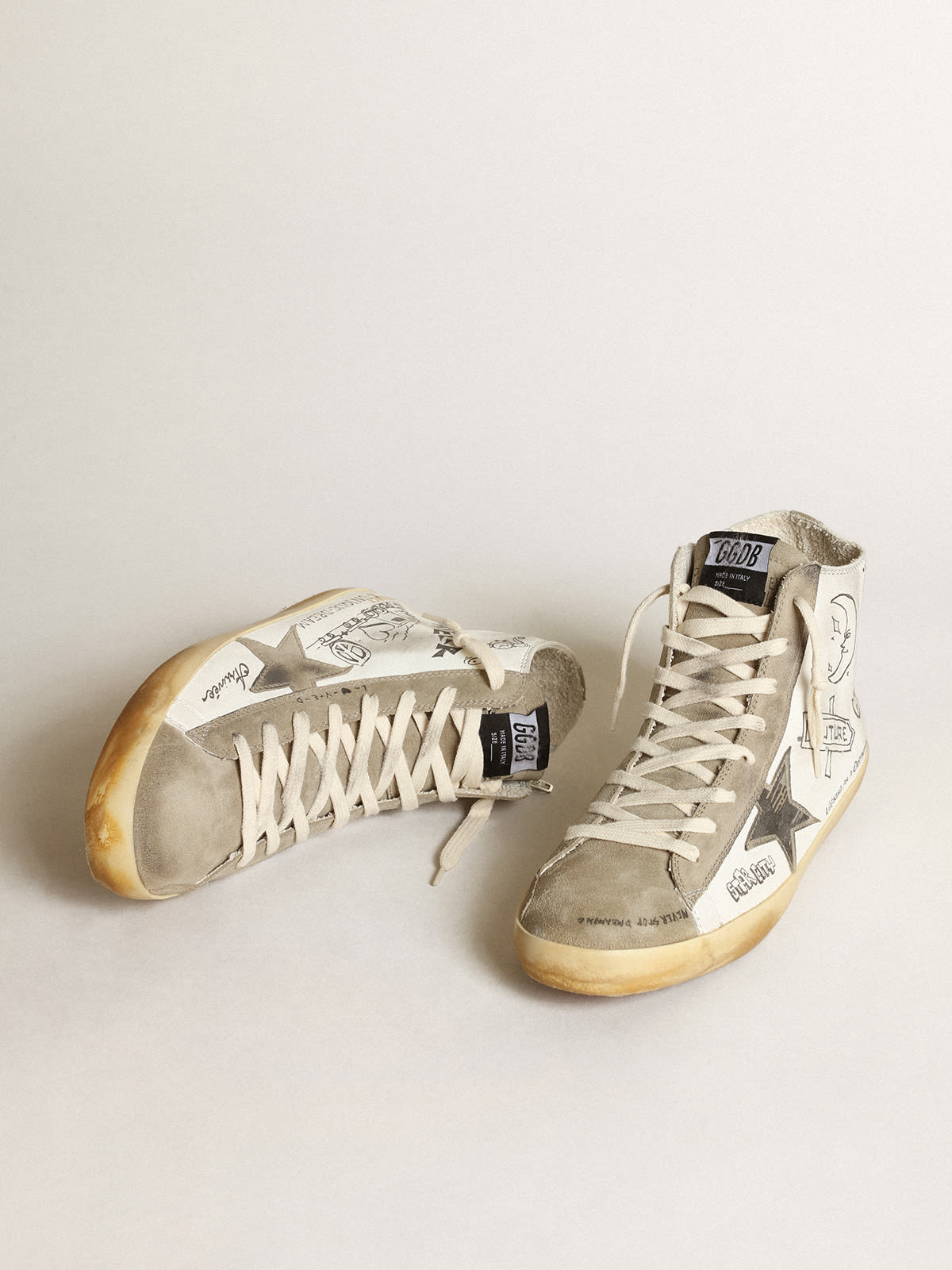 Golden Goose - Men's Francy with dove gray suede inserts and lettering in 