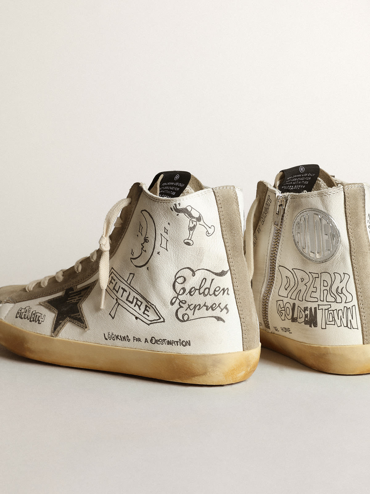 Golden Goose - Men's Francy with dove gray suede inserts and lettering in 